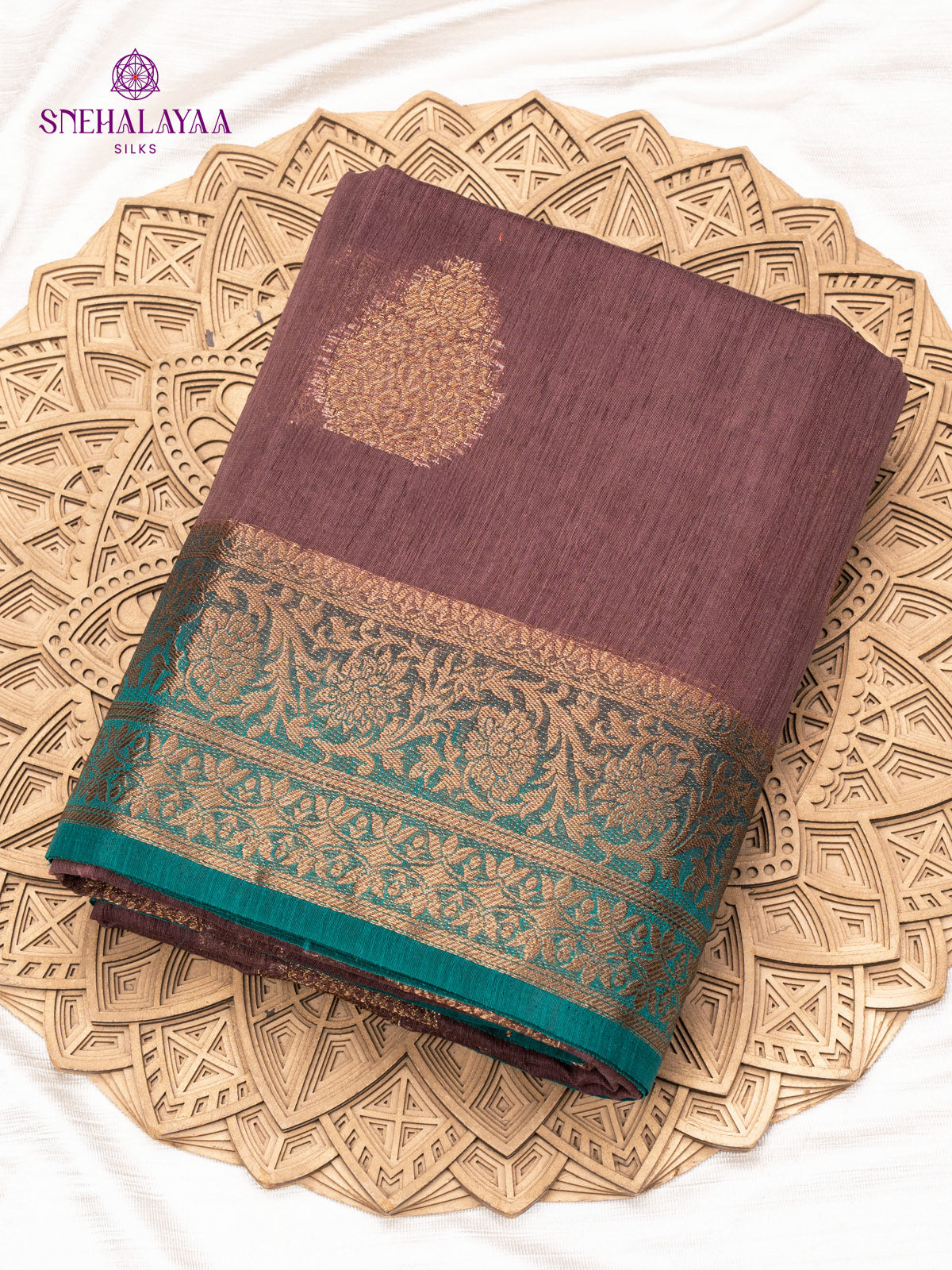 Brown Banaras Jute Saree