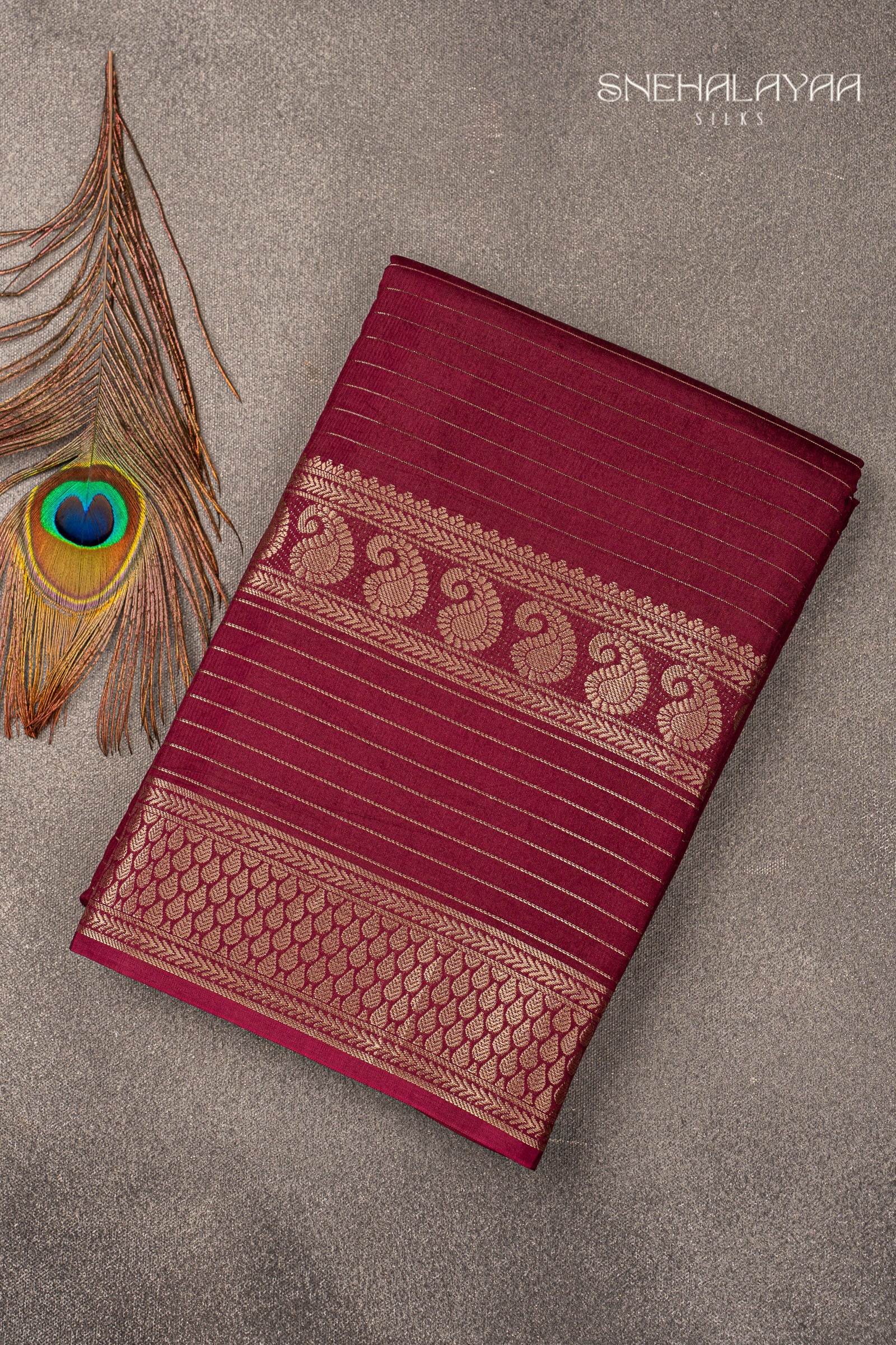 Plum Chinon Silk Saree