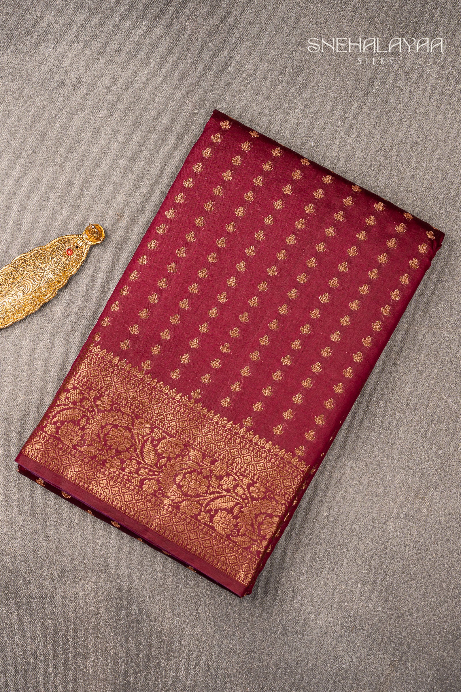 Maroon Banaras Dupion Silk Saree
