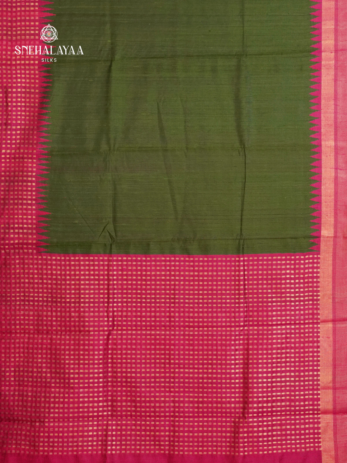 Forest Green Dupion Silk Saree