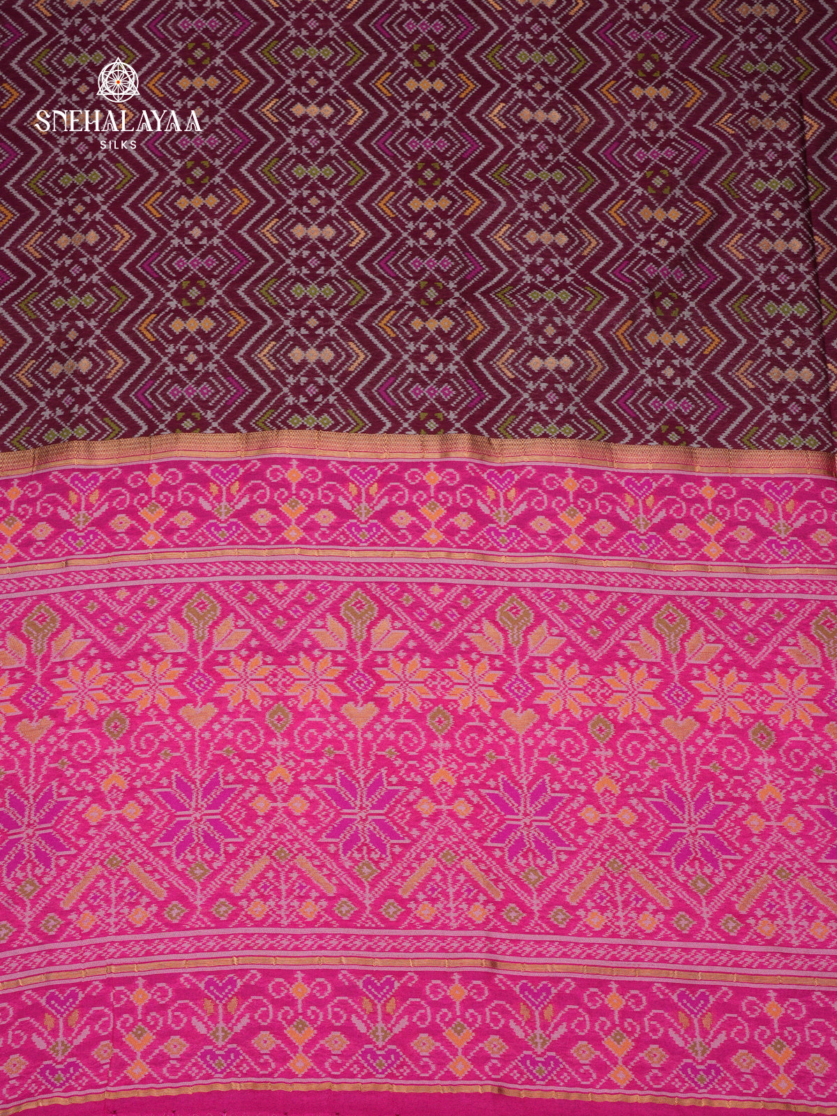 Maroon Ikat Saree