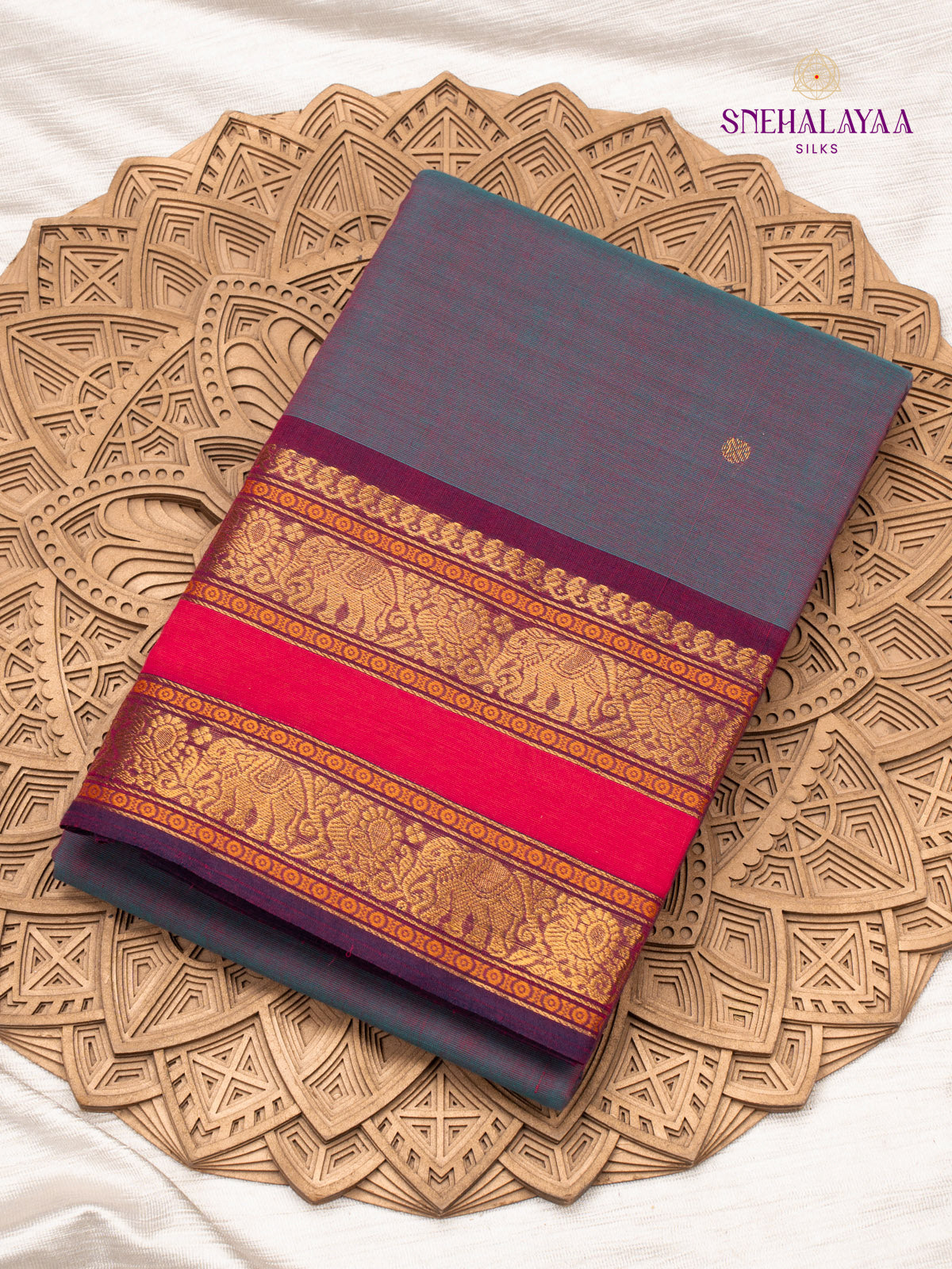 Blue Chettinad Cotton Saree