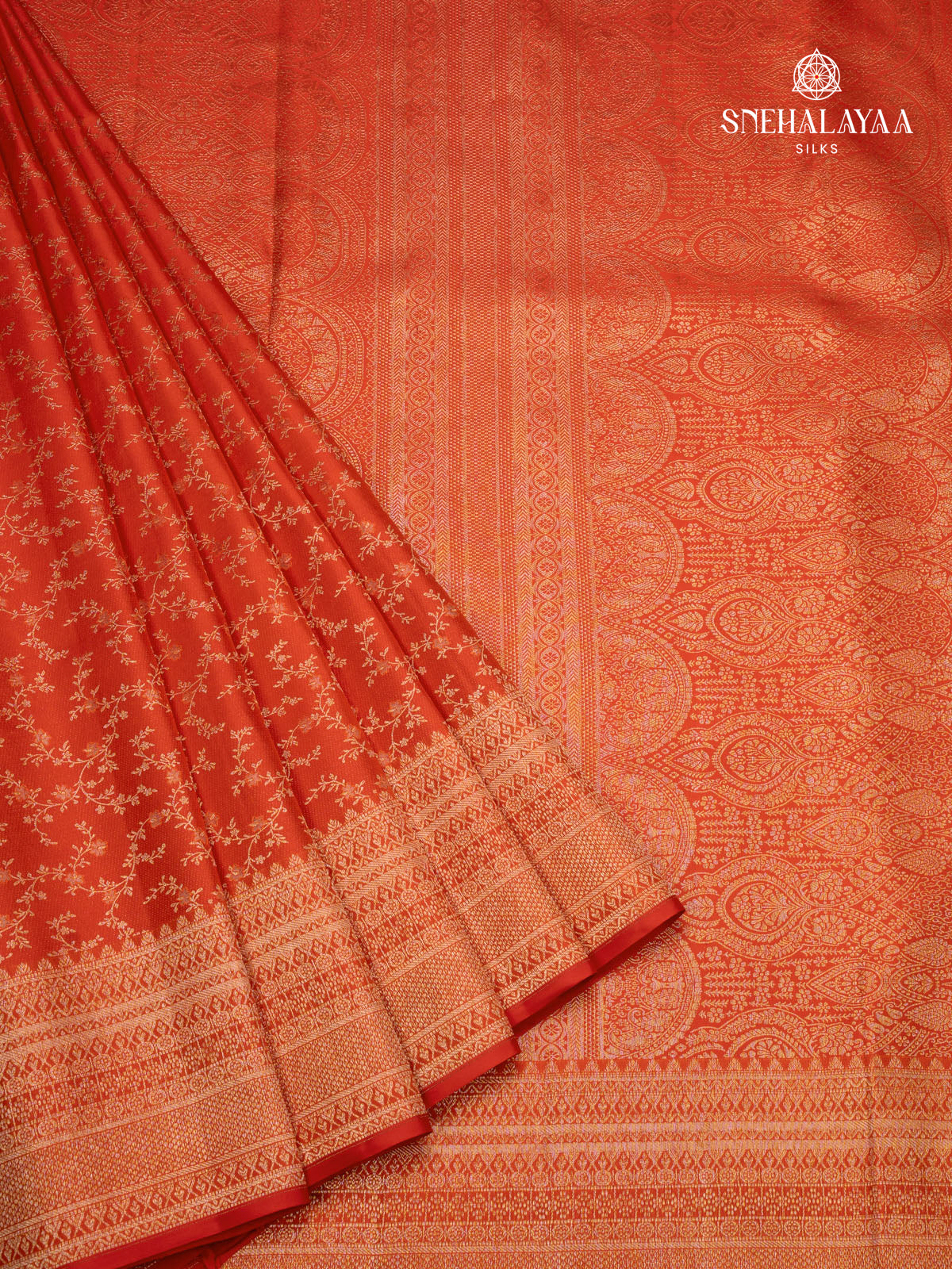 Rust Orange Kanjivaram Silk Saree