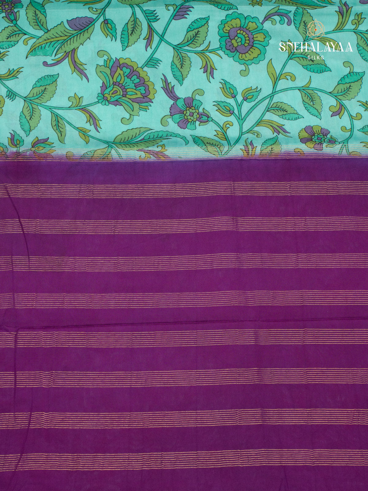 Green Printed Mysore Silk Saree