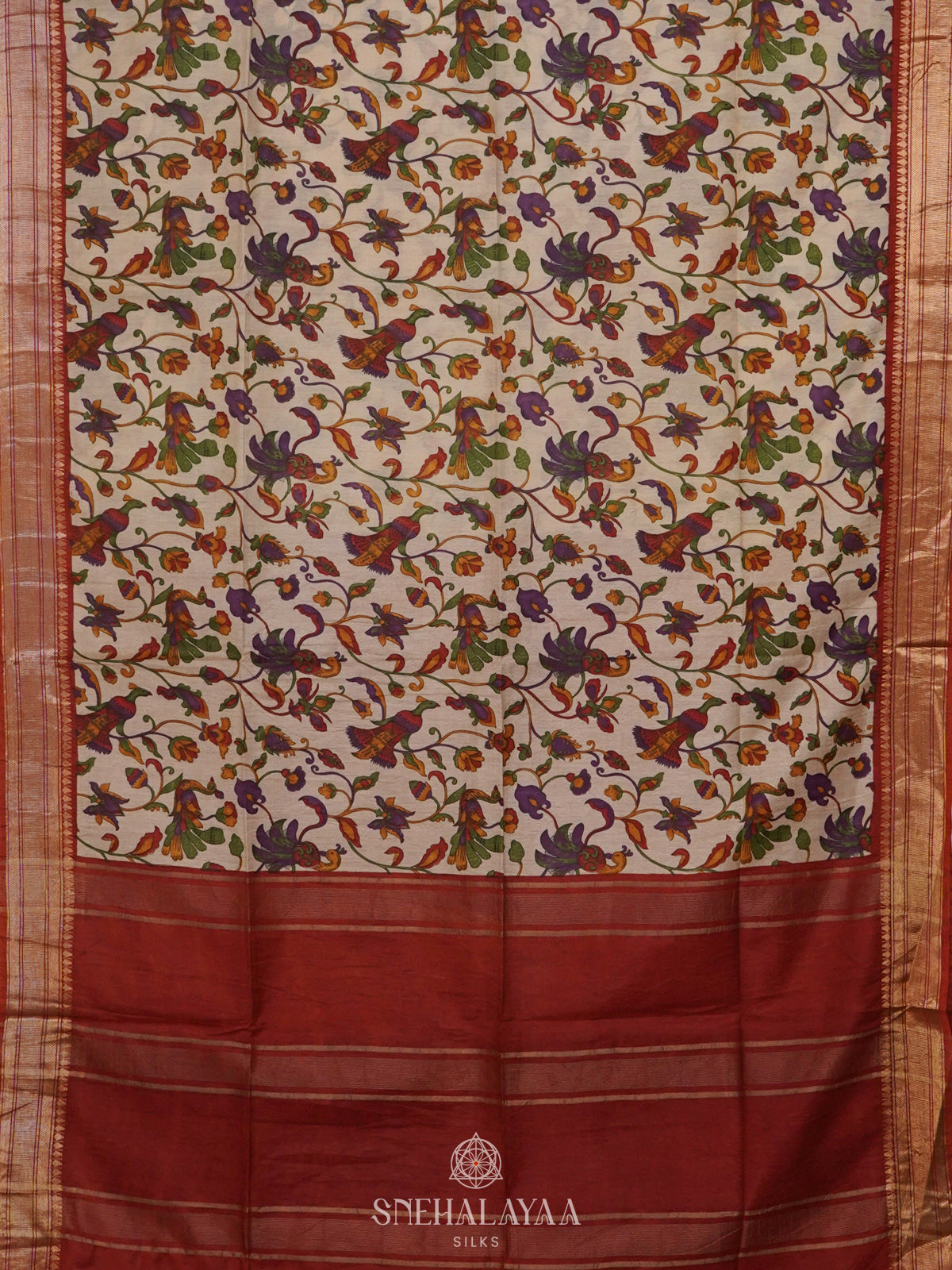 Beige Bamboo Silk Saree