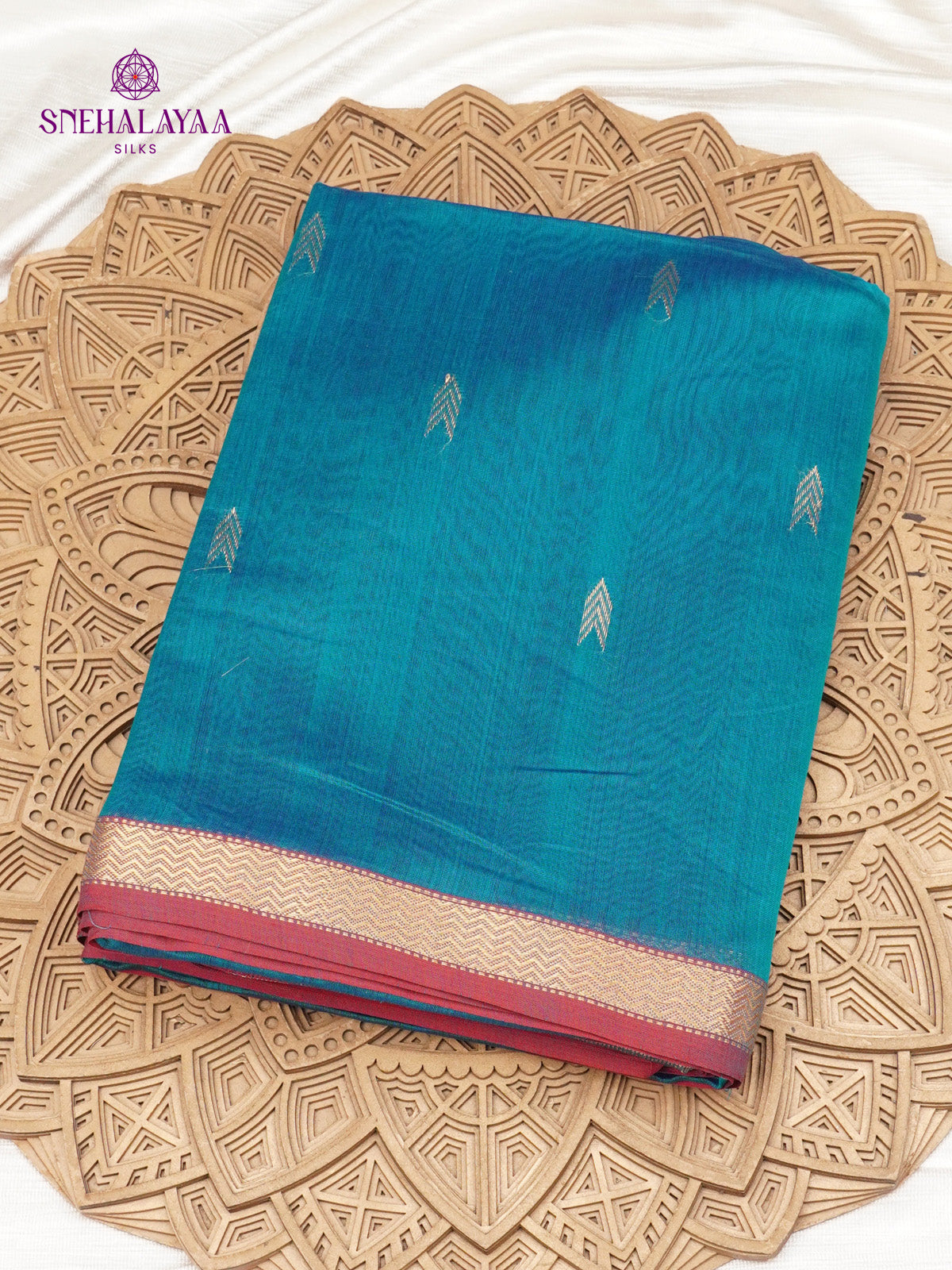 Sky Blue Maheshwari Silk Cotton Saree