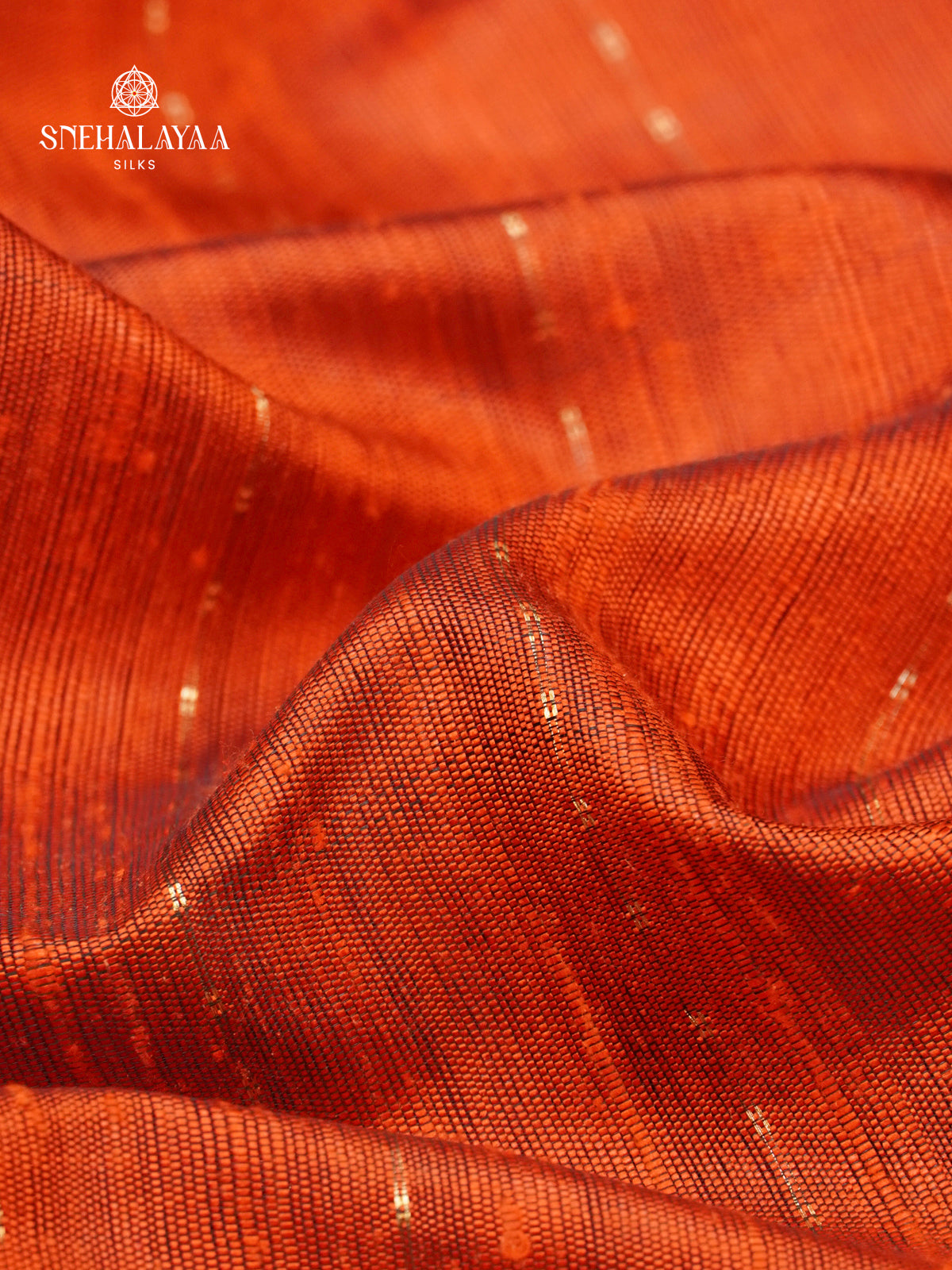 Orange Dupion Silk Saree
