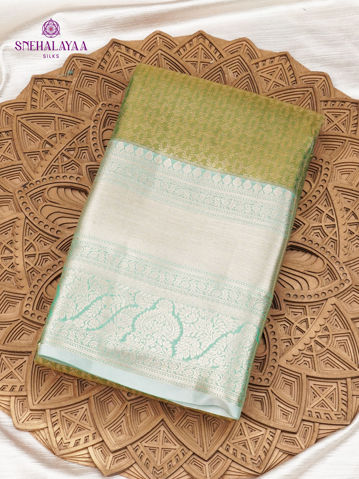 Olive Green Art Silk Saree