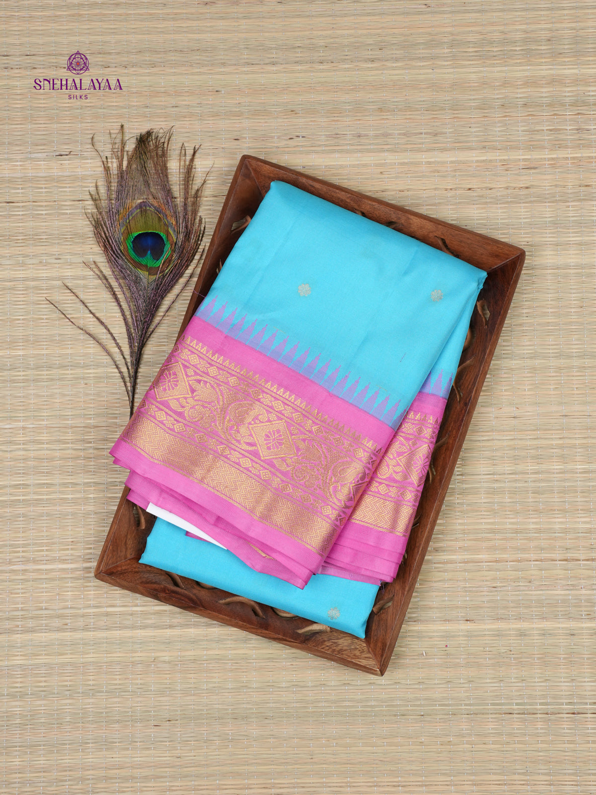 Sky Blue Gadwal Silk Saree