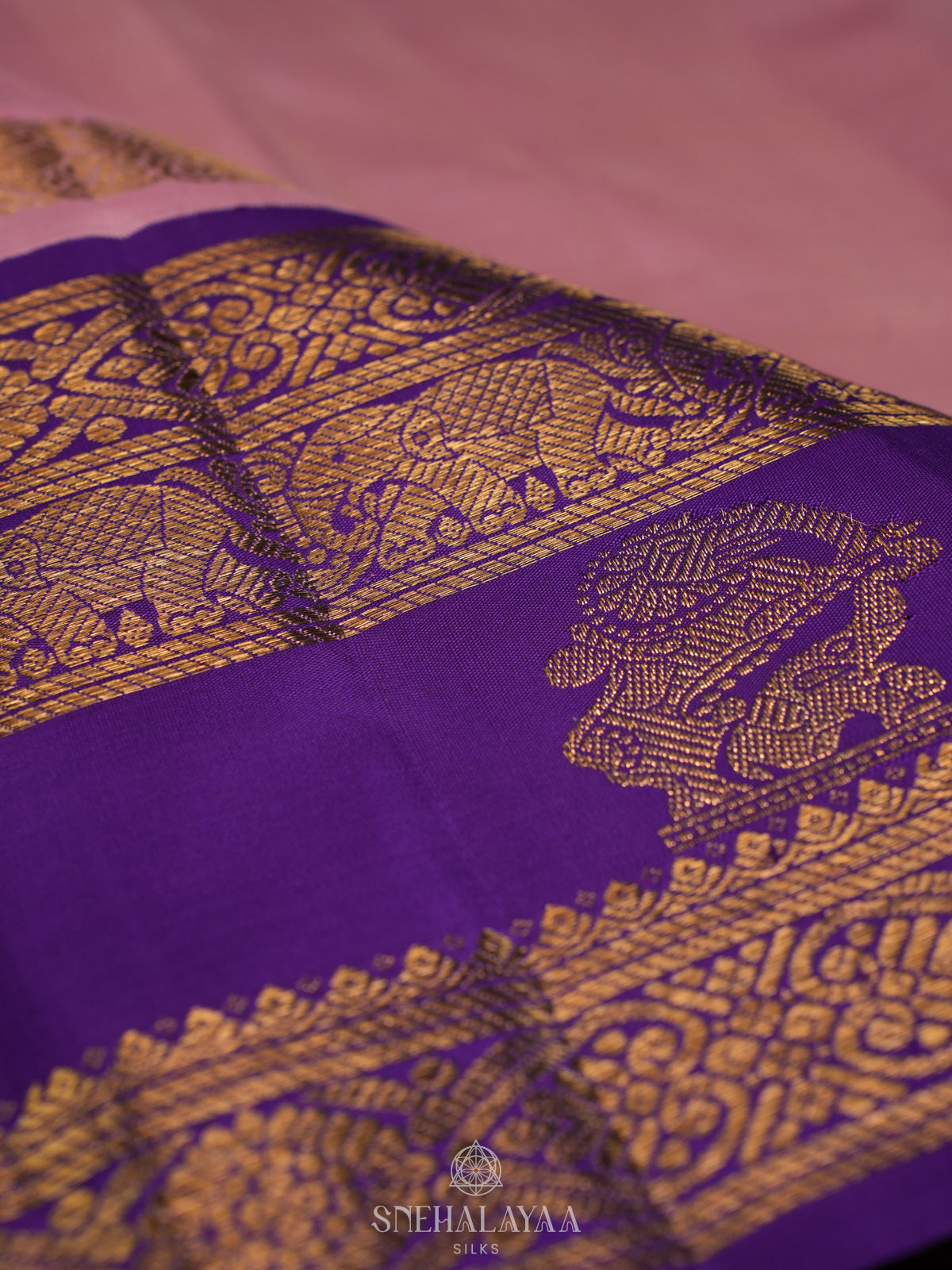 Lilac Pink Kanjivaram Silk Saree