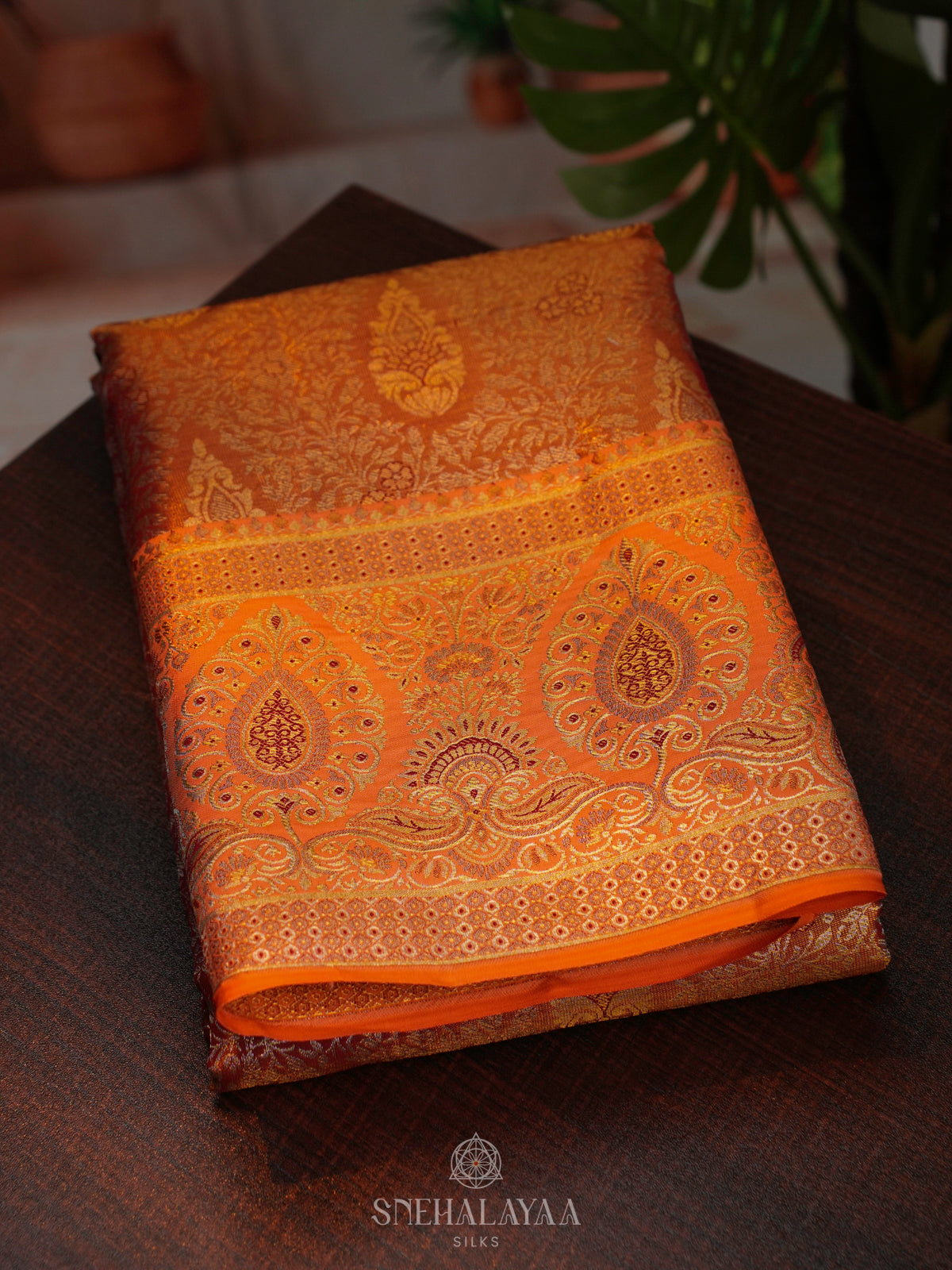 Golden Kanjivaram Silk Saree