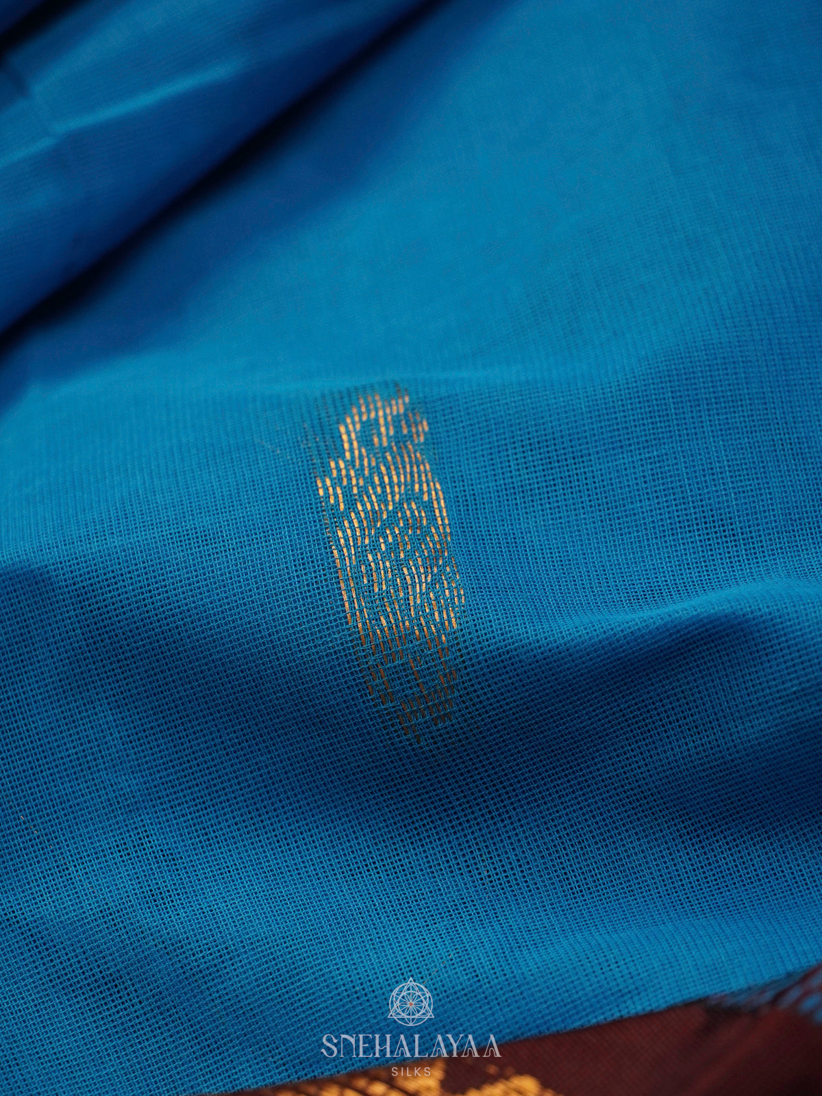 Blue Gadwal Cotton Saree without Blouse
