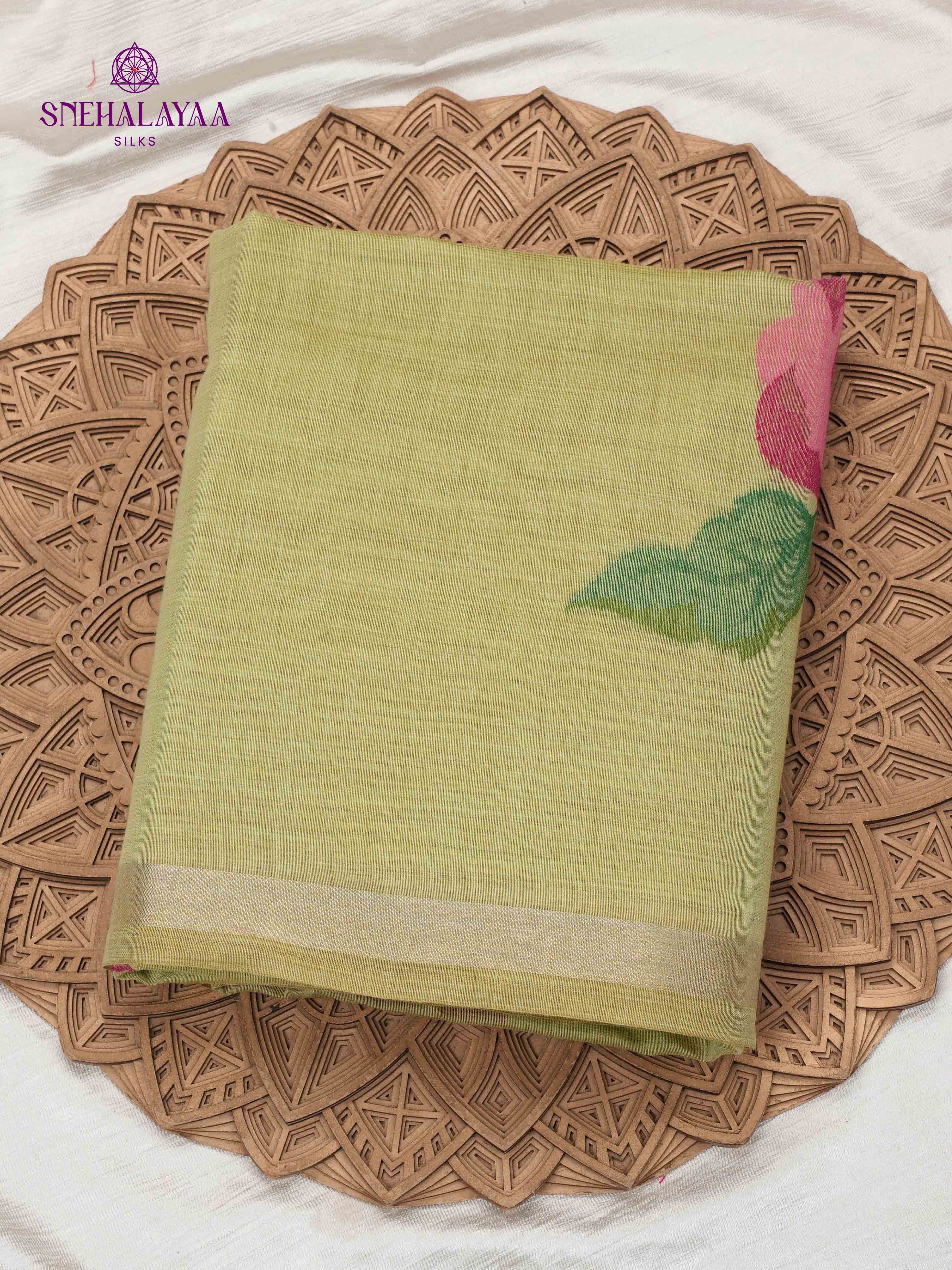 Olive Green Munga Cotton Saree