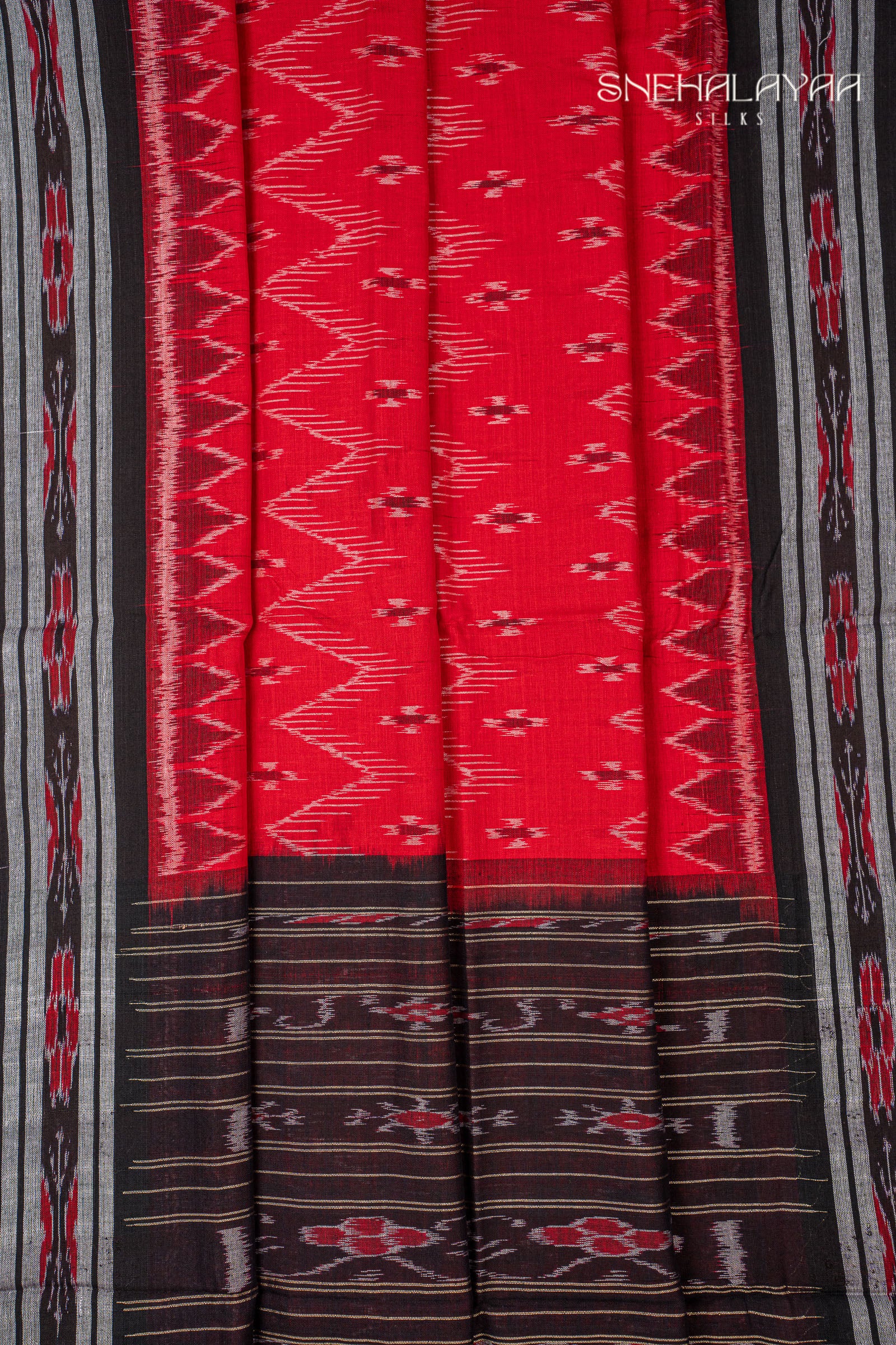 Red Sambalpuri Cotton Saree