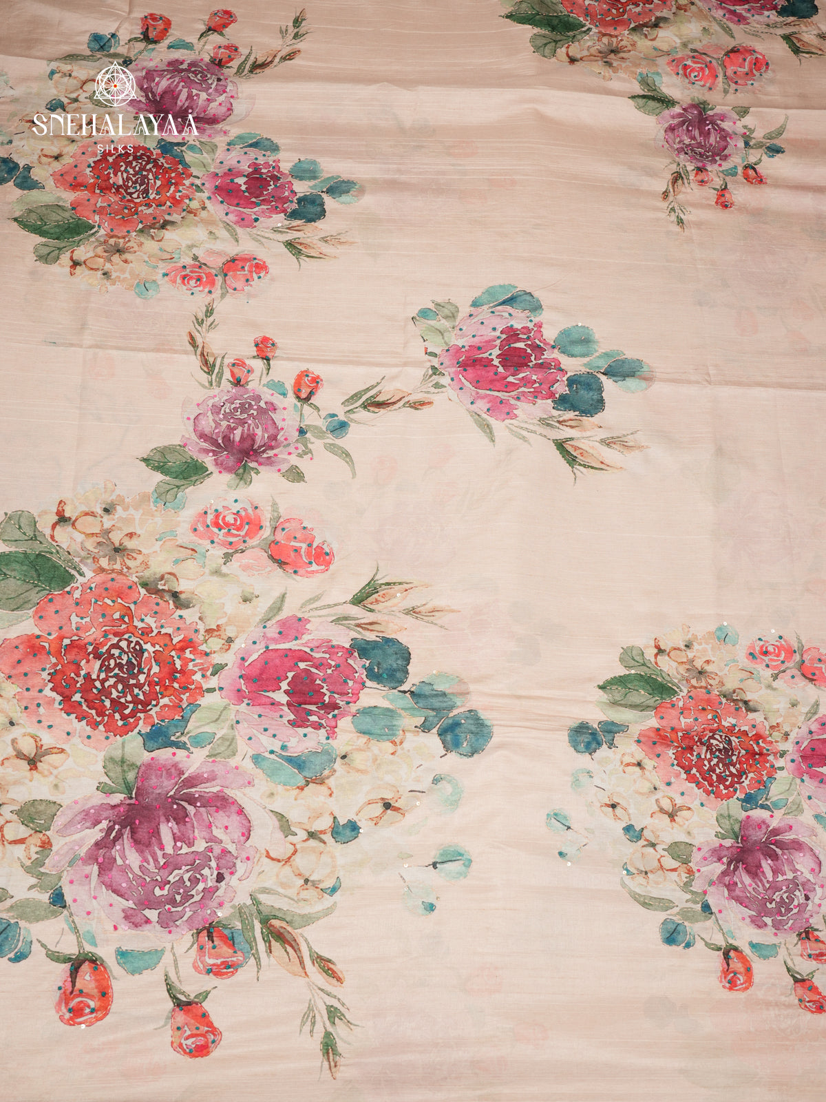 Cream Tussar Embroidery Saree