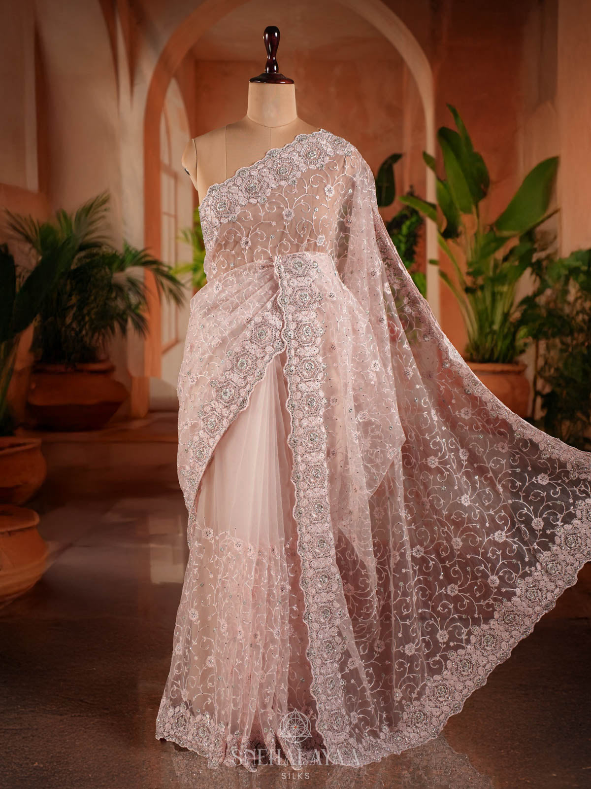 Pale Pink Designer Saree