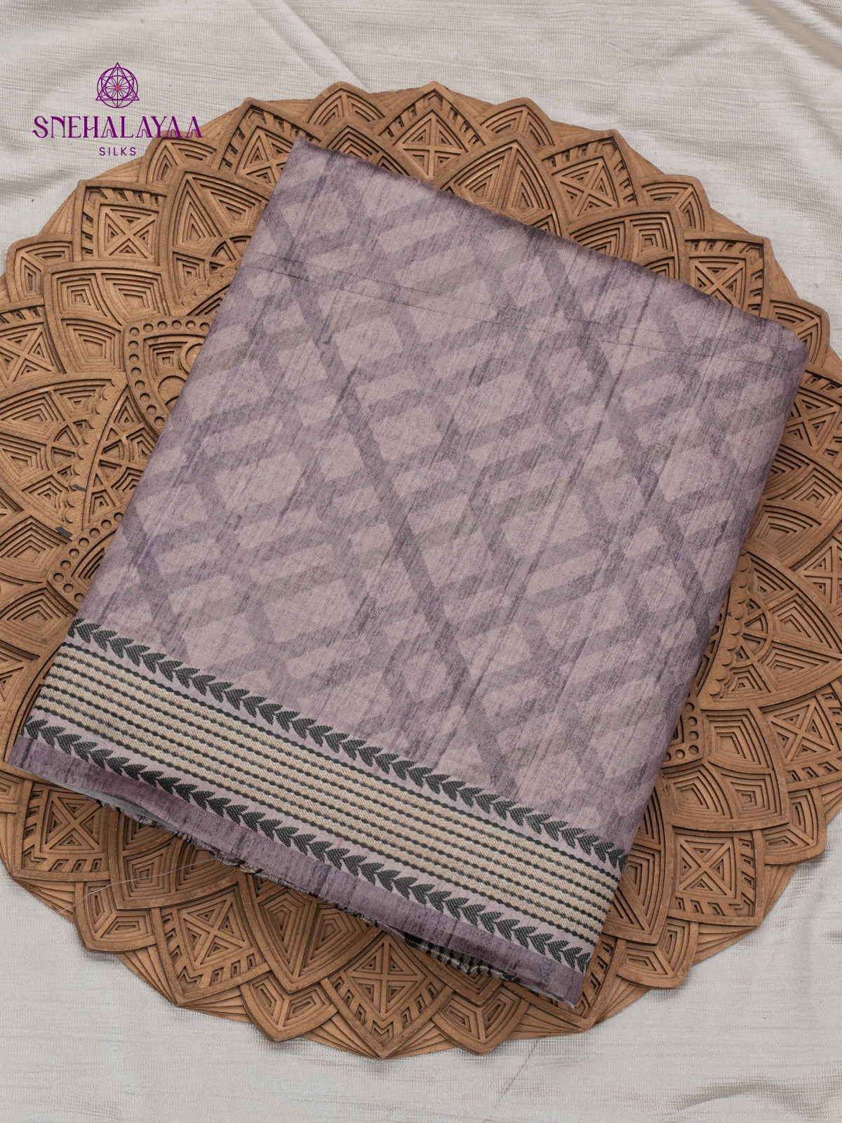 Grey Tussar Embroidery Saree