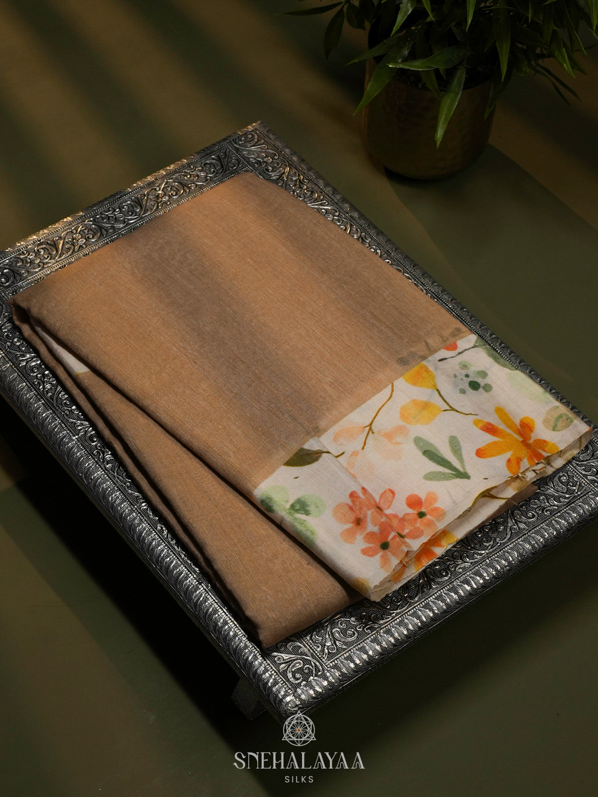 Brown Matka Jute Saree