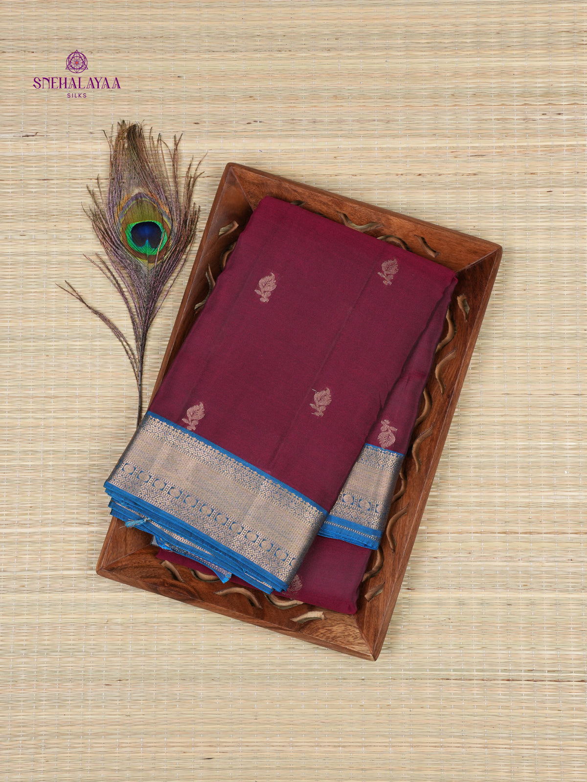Burgundy Kanjivaram Silk Saree