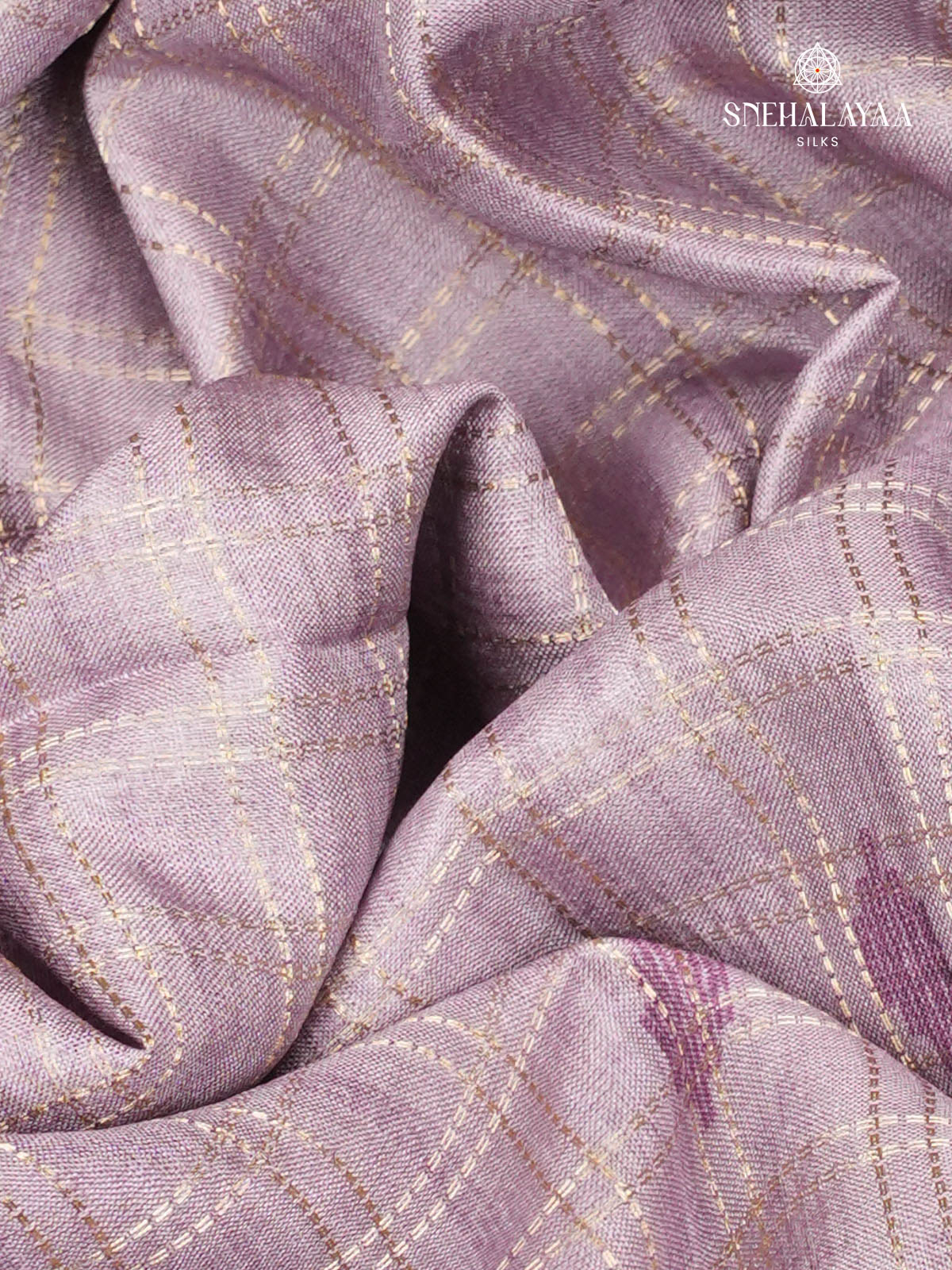 Lavender Printed Tussar Saree