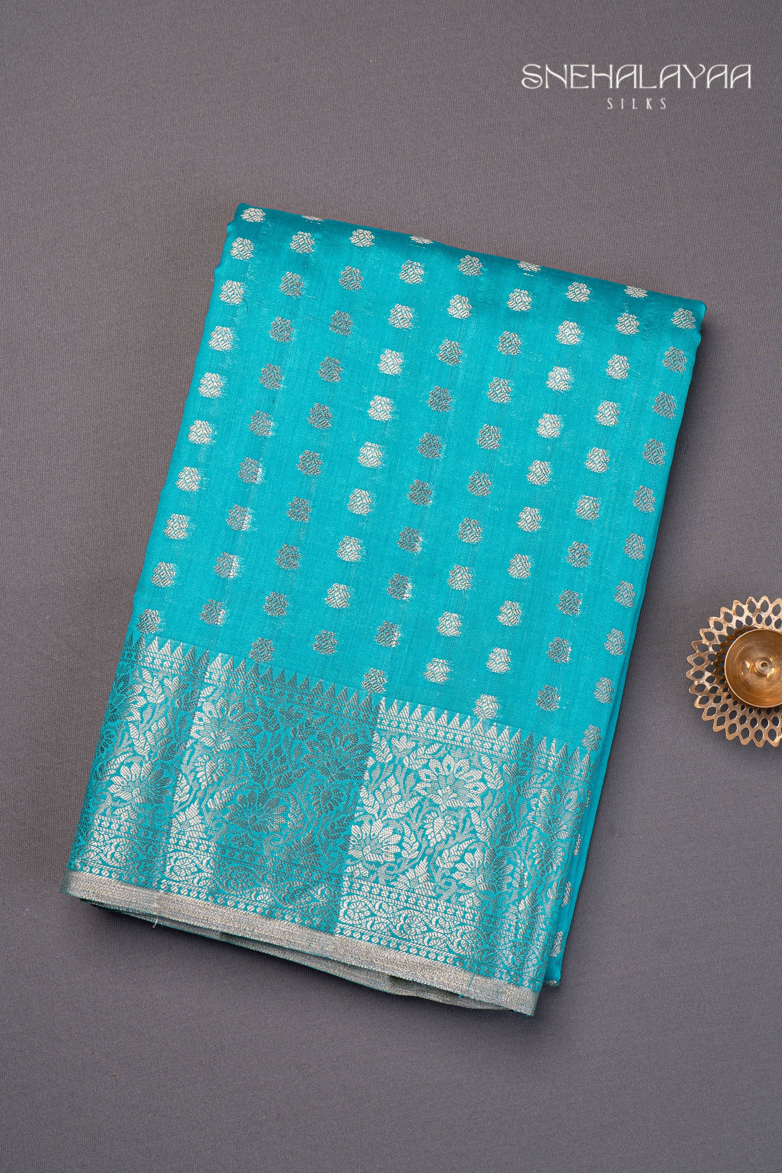 Cerulean Blue Banaras Dupion Silk Saree