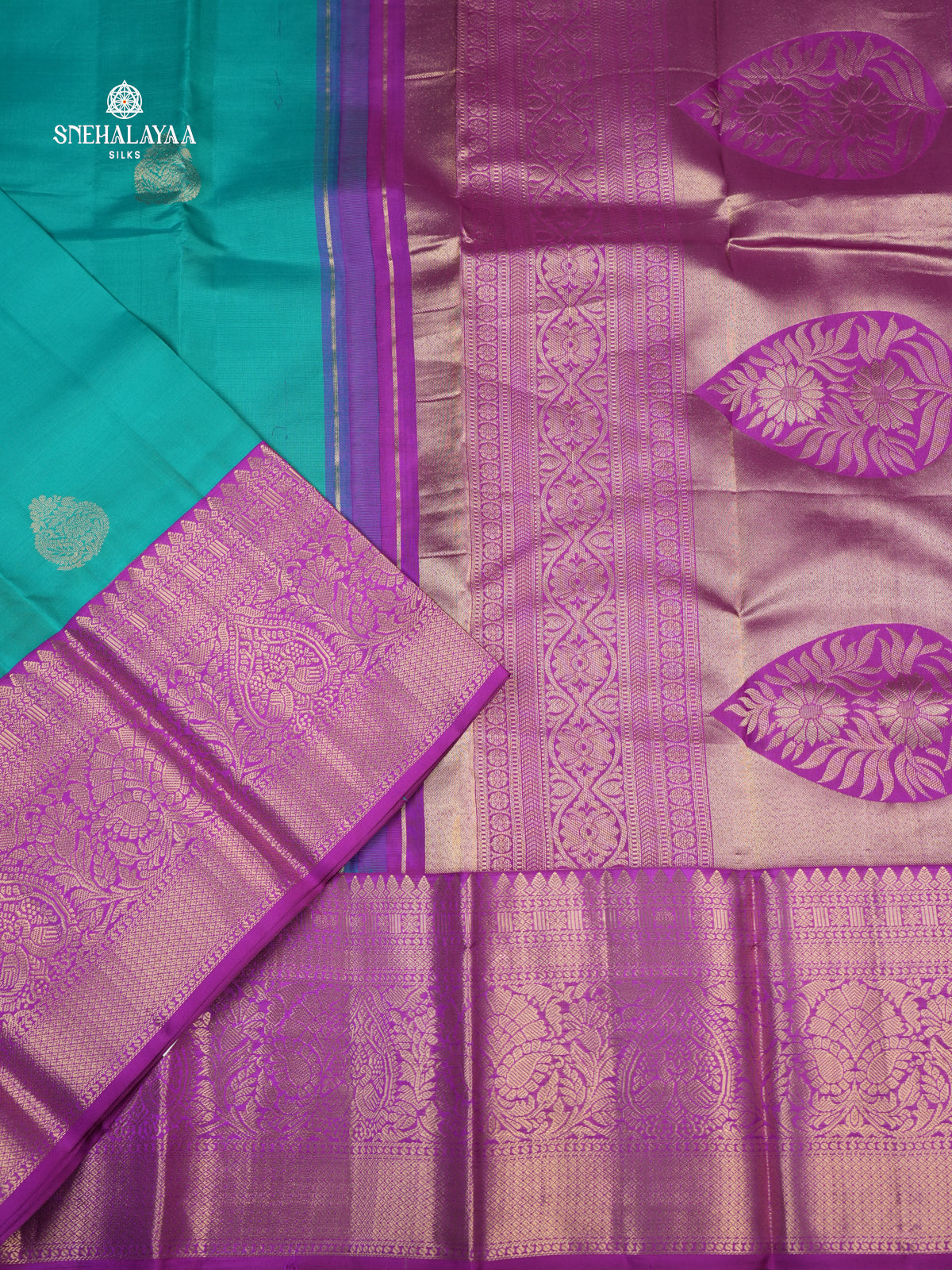 Peacock Blue Kanjivaram Silk Saree