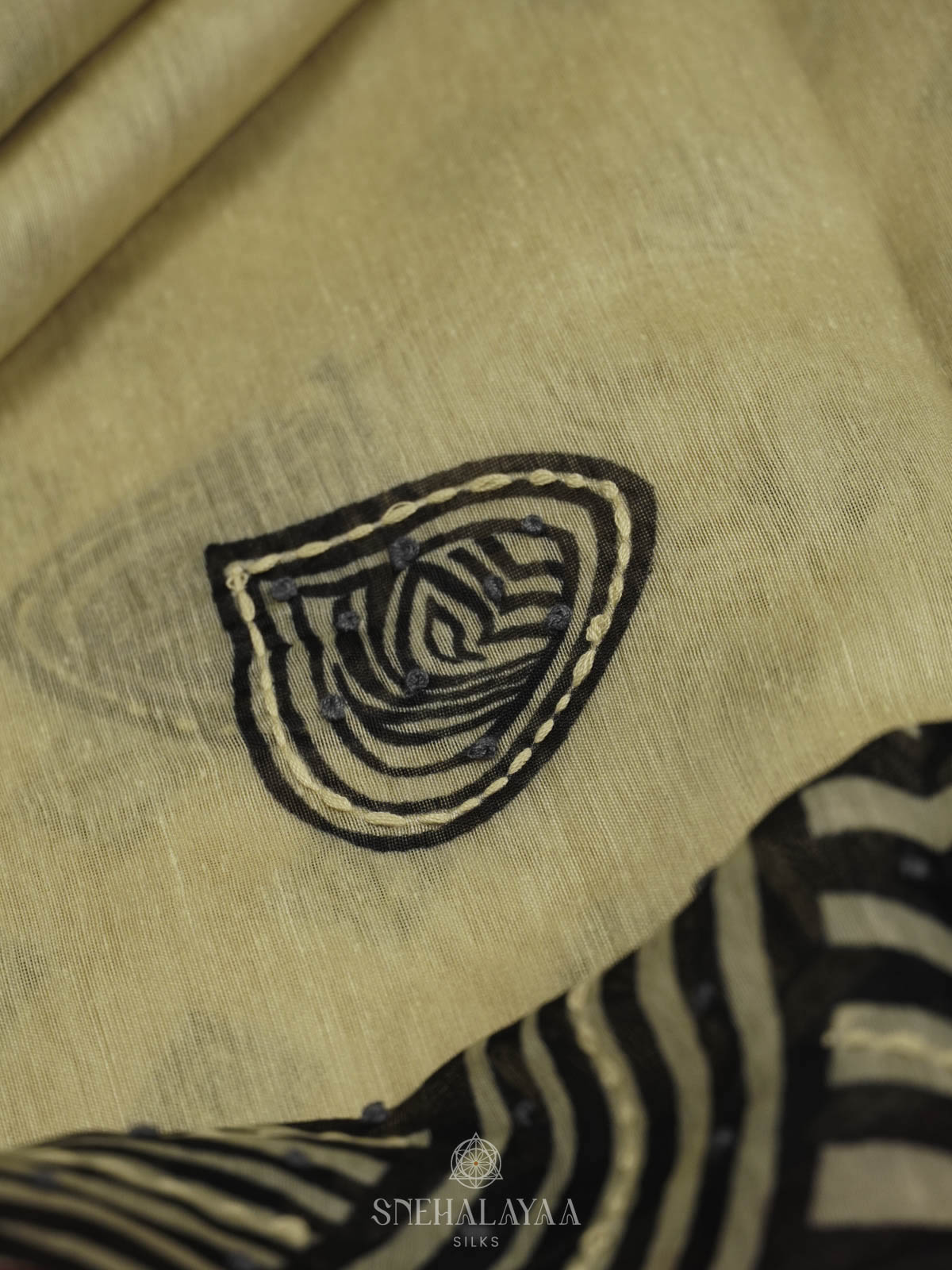 Beige Linen Embroidery Saree