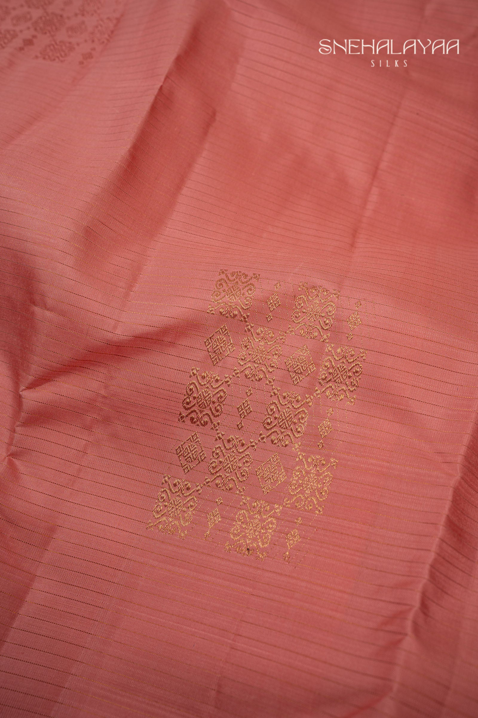 Peach Pink Silk Saree