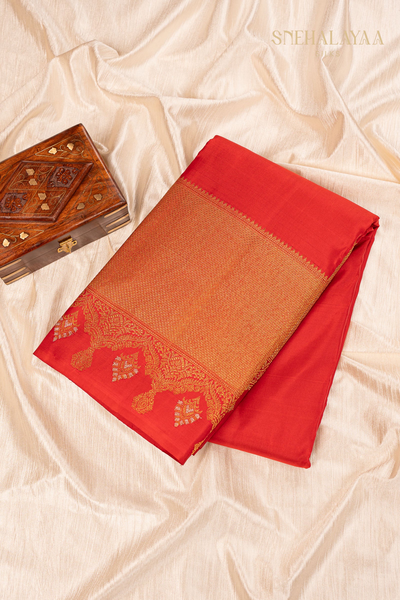 Rose Red Kancheevaram Silk Saree