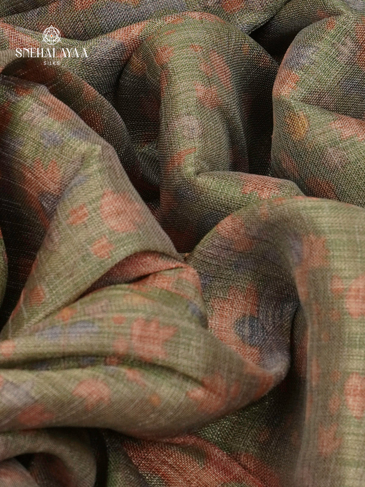 Sage Green Linen Tissue Saree