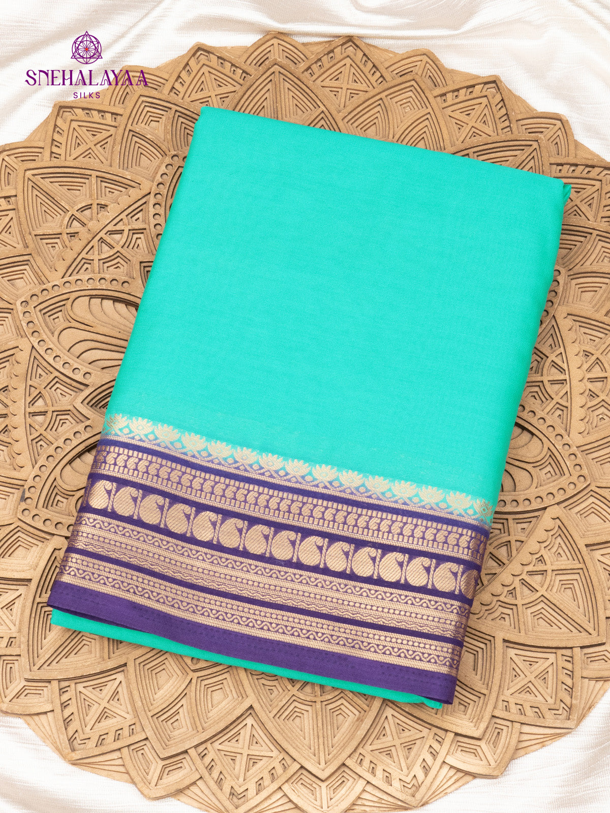 Turquoise Blue Mysore Silk Saree
