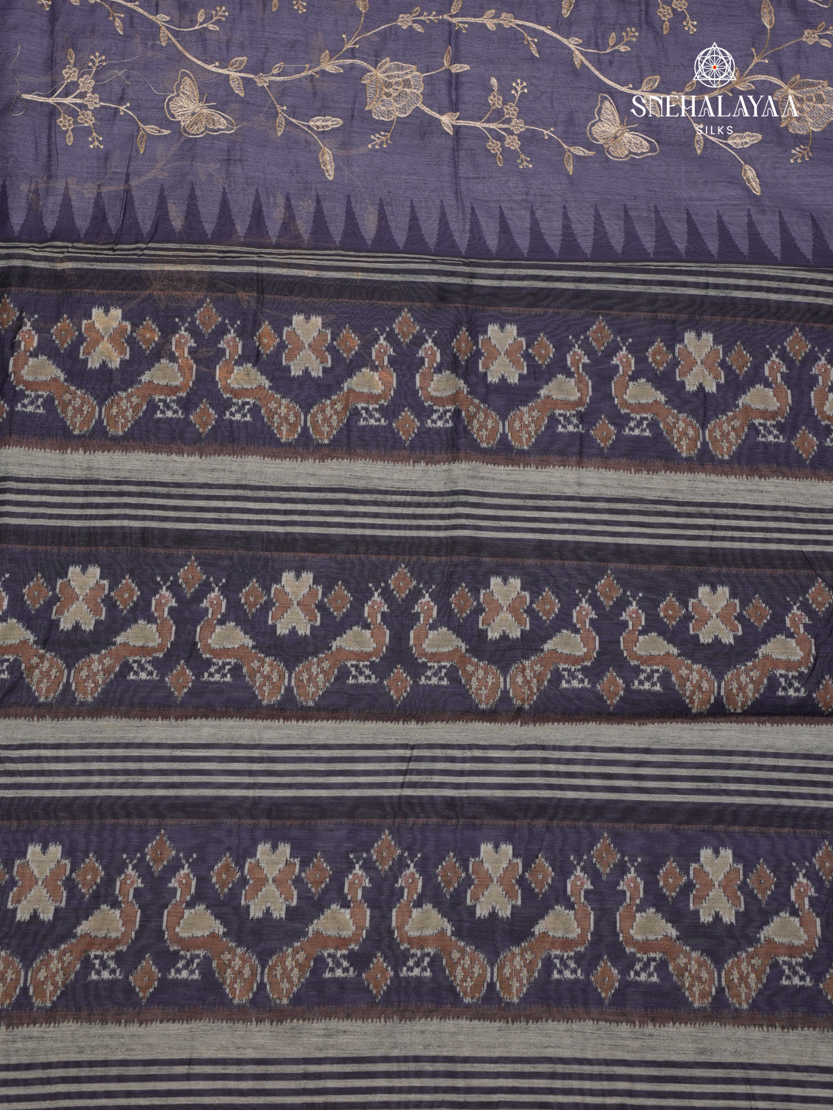 Pastel Blue Linen Embroidery Saree