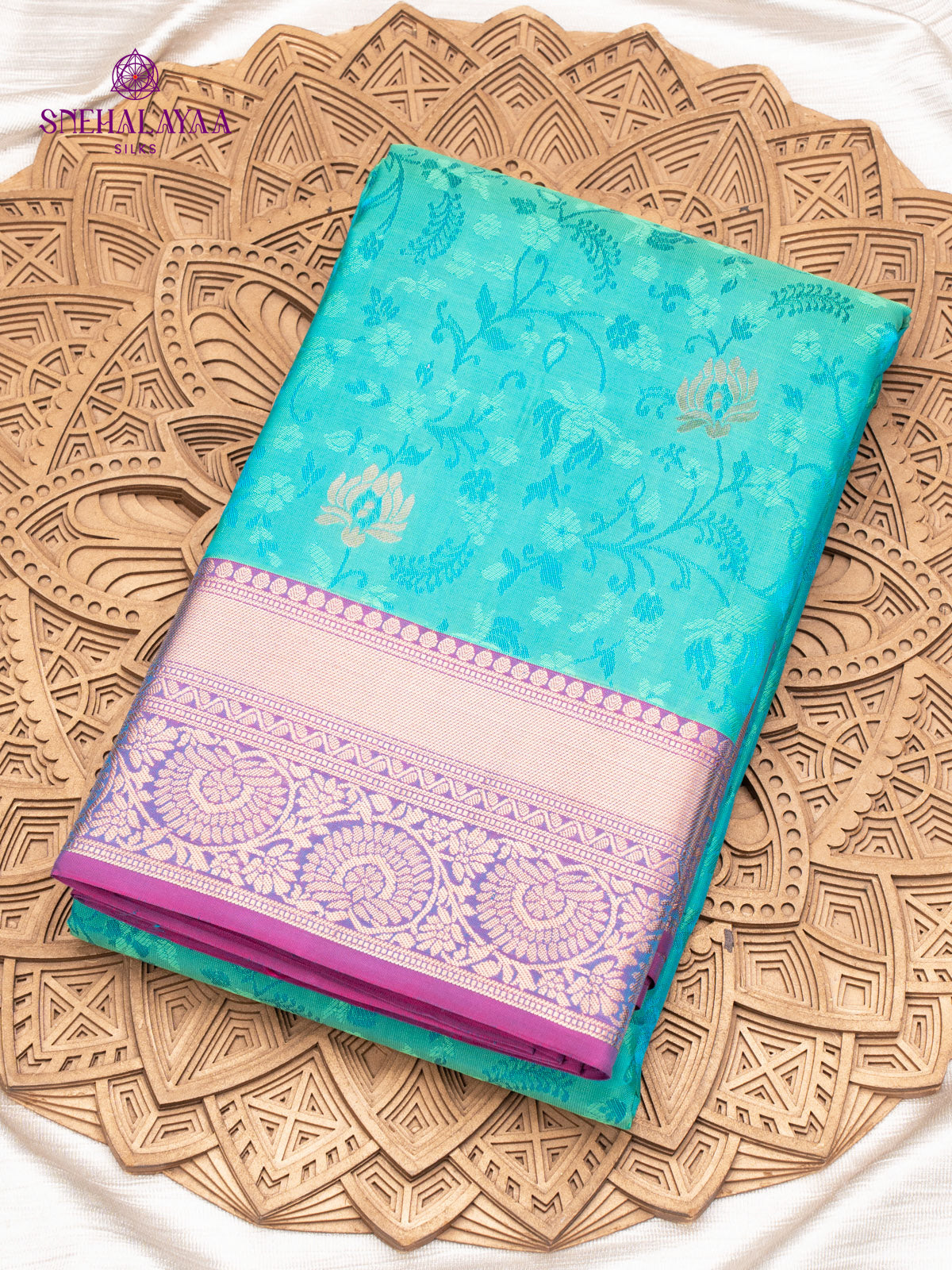 Teal Blue Kanjivaram Silk Saree