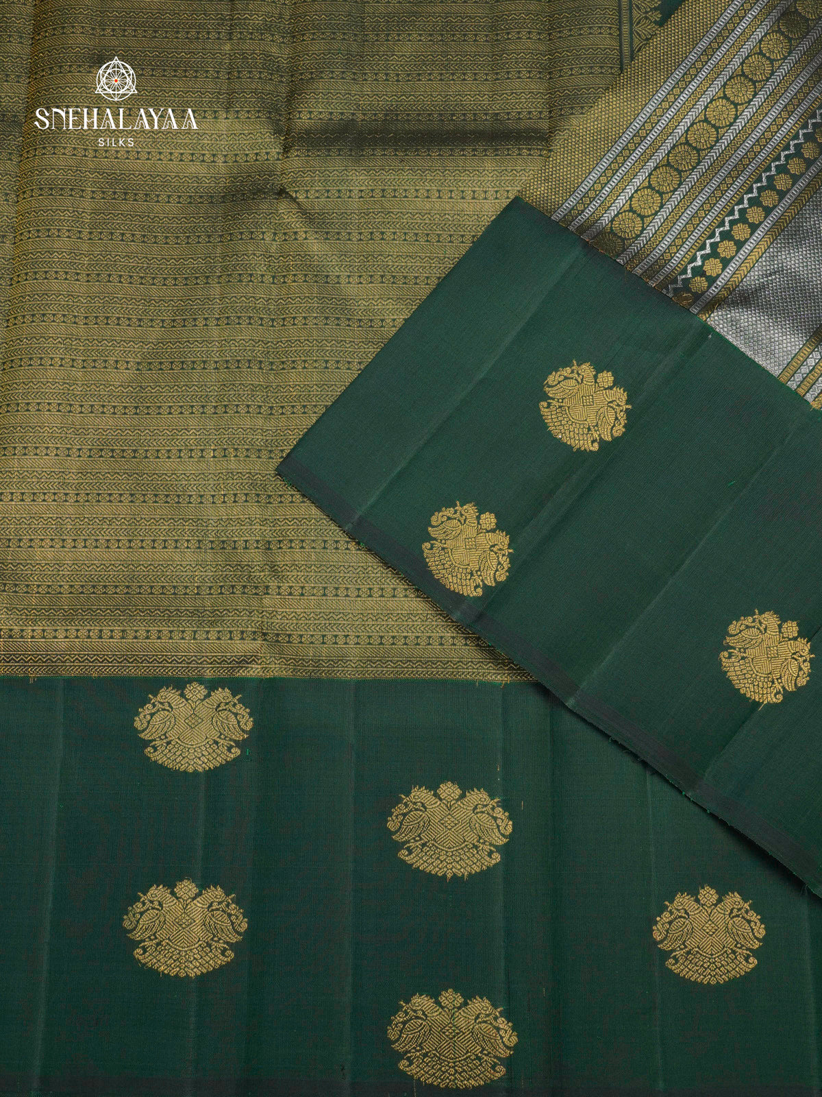Bottle Green Kanjivaram Silk Saree
