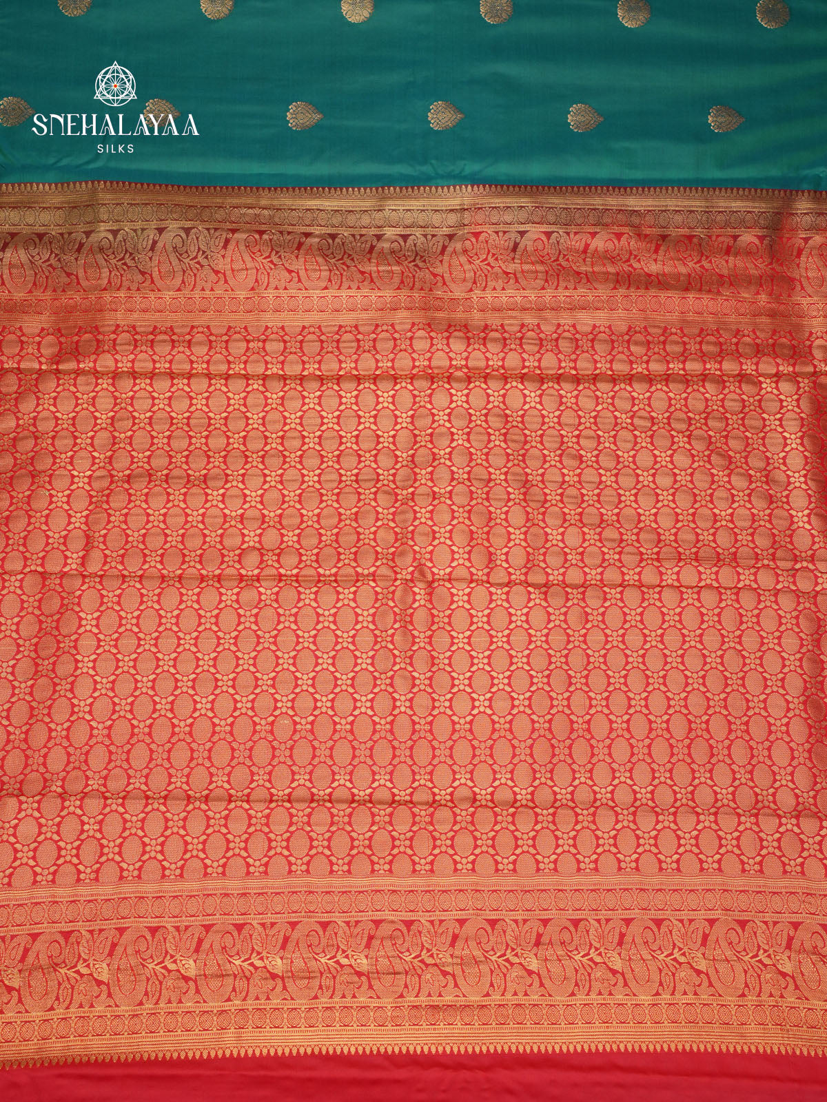 Teal Green Gadwal Silk Saree