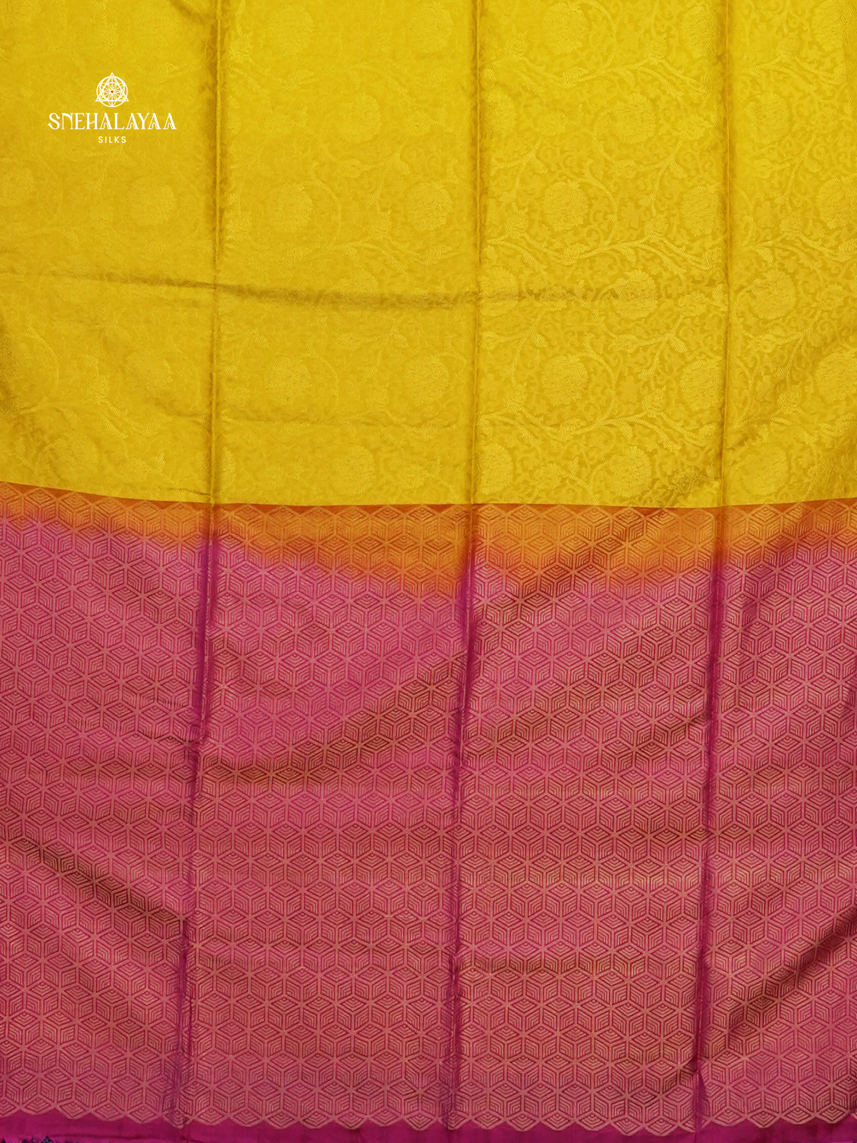 Yellow Borderless Kanjivaram Soft Silk Saree