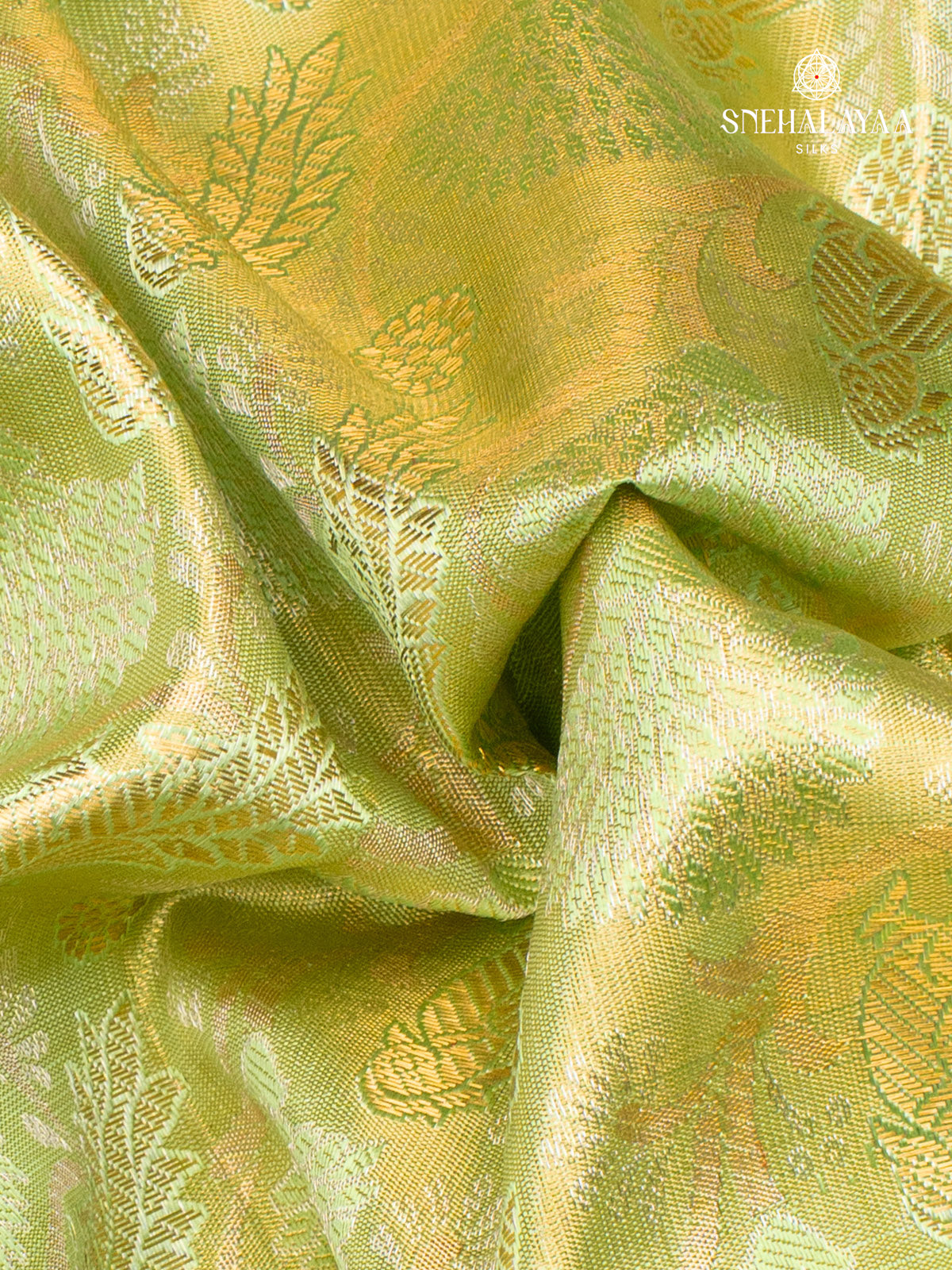 Lime Green Kanjivaram Silk Saree