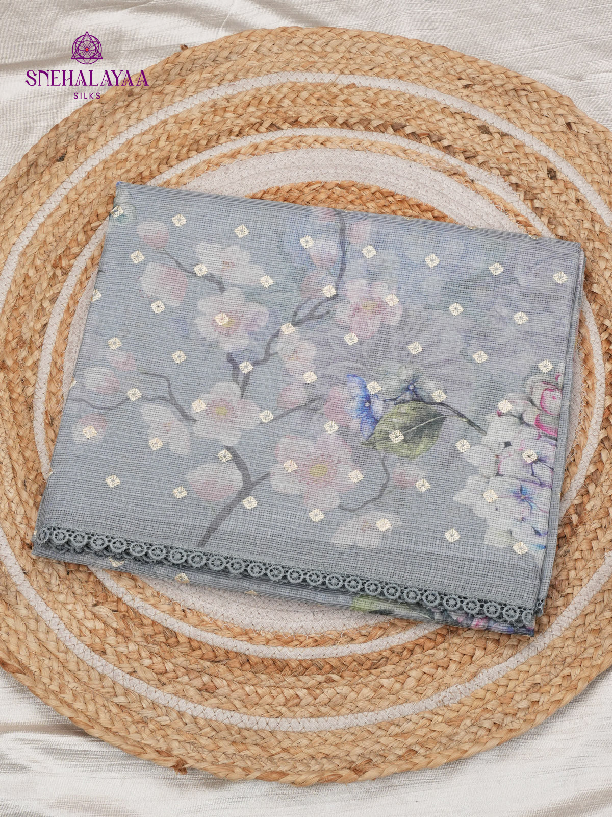 Blue Kota Embroidery Saree