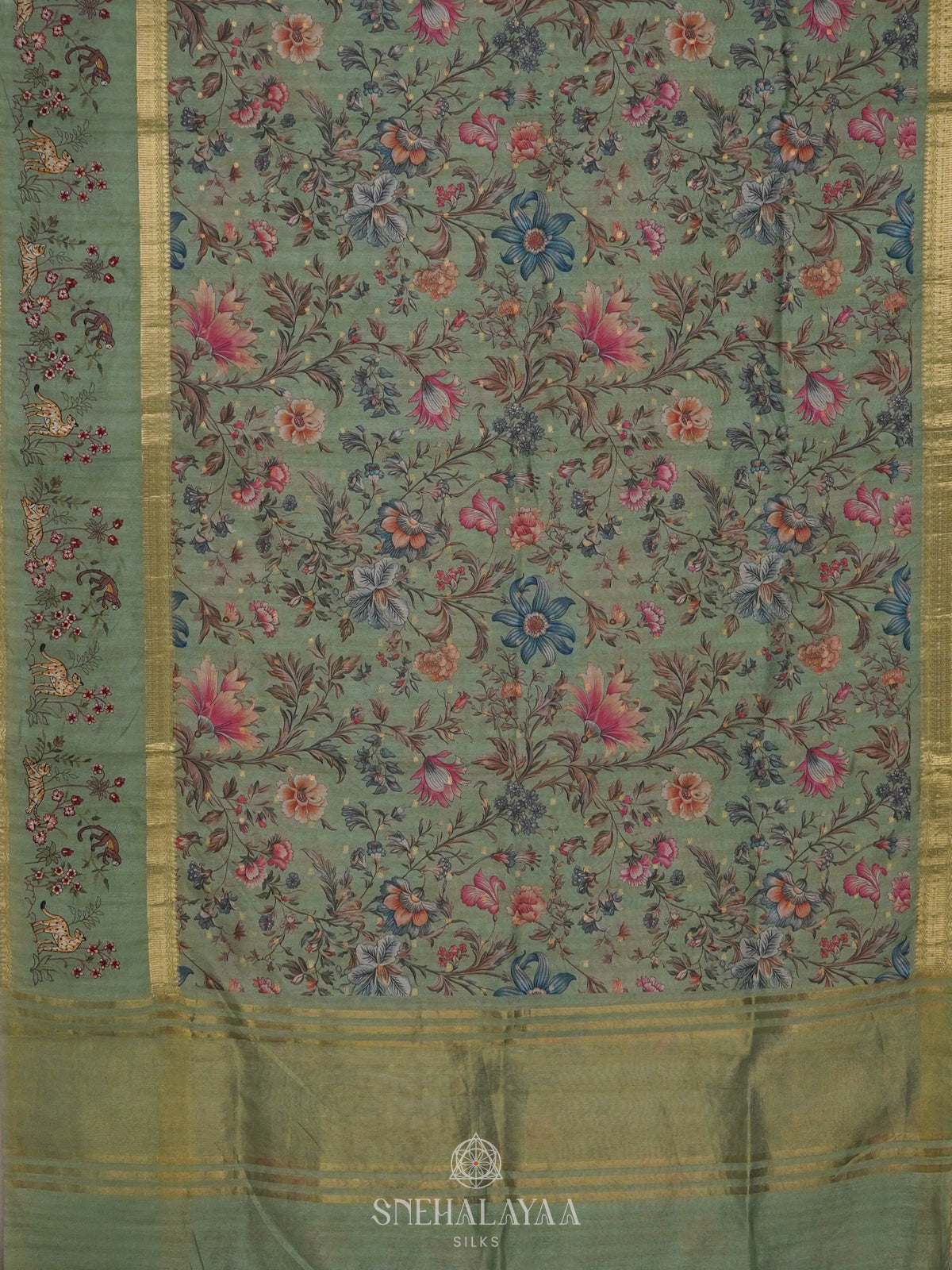 Pale Green Munga Tussar Saree