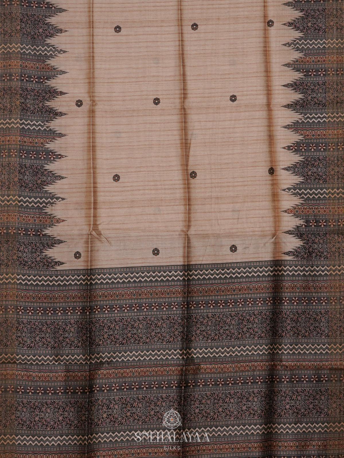 Beige Tussar Saree