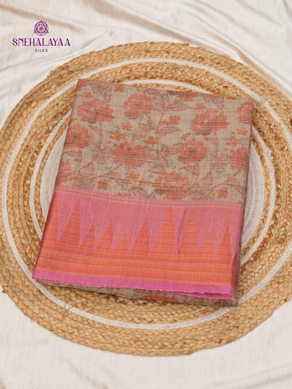 Beige Linen Tissue Saree