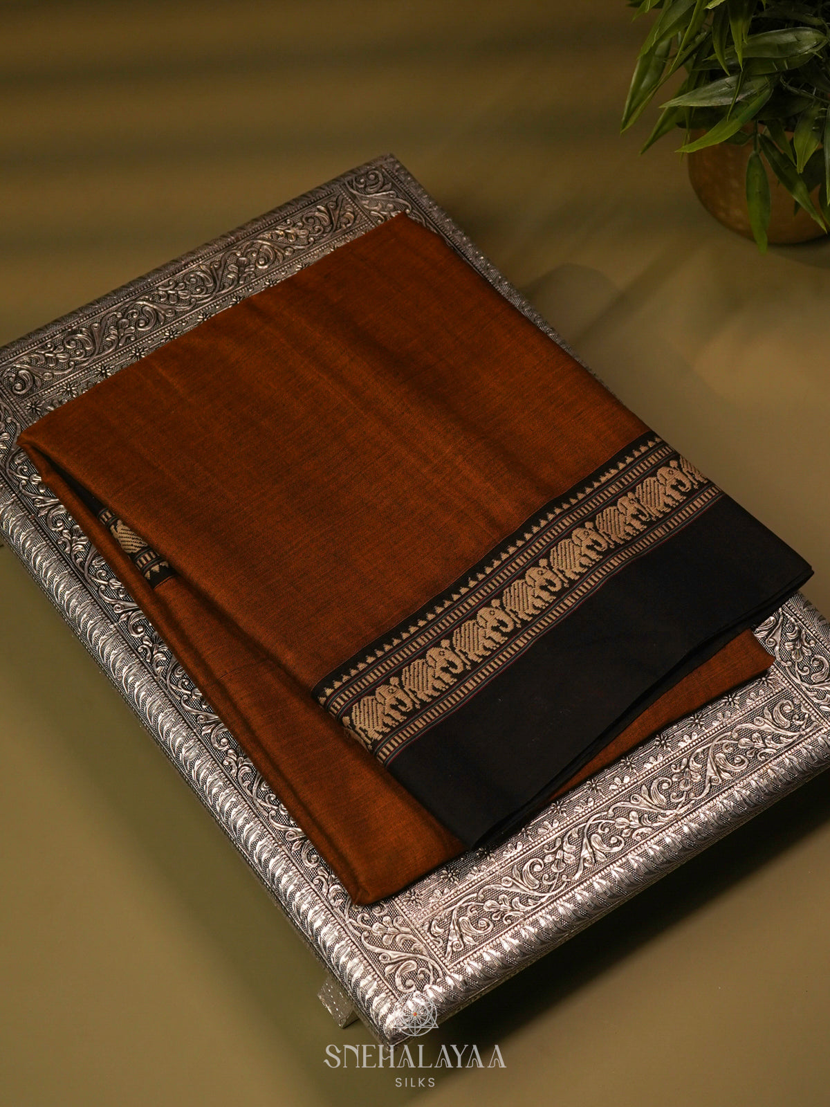 Brown Narayanpet Cotton Saree without Blouse