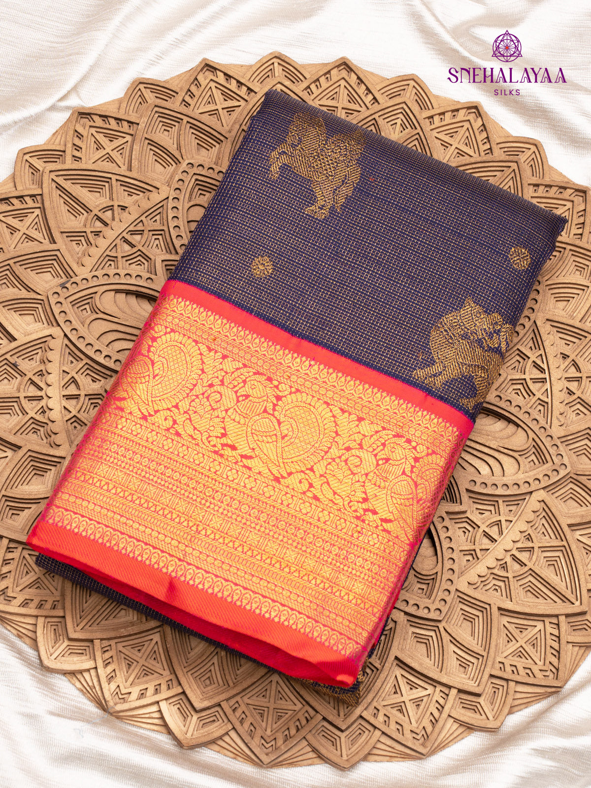 Navy Blue Kanjivaram Silk Saree