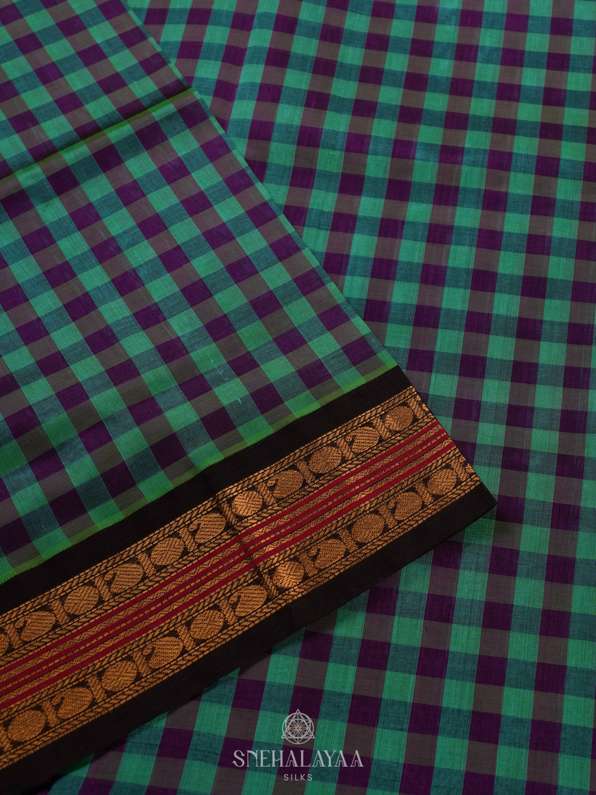 Peacock Blue Kanchi Silk Cotton Saree