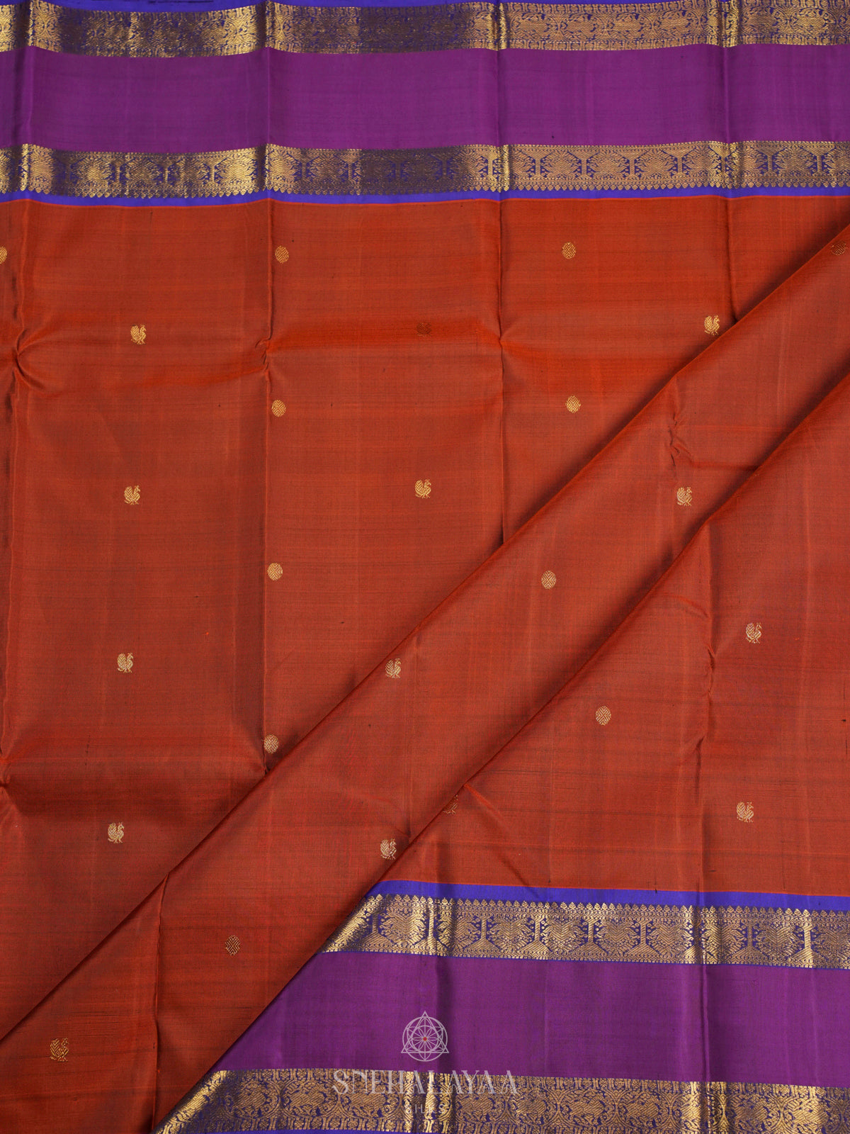 Rust Orange Kanjivaram Silk Saree