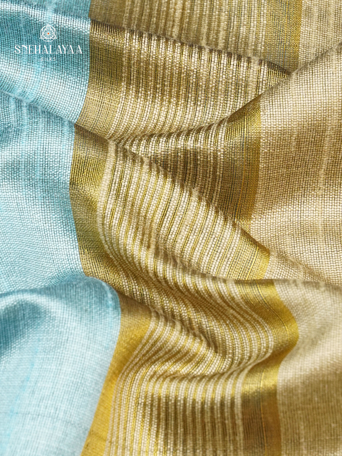 Ice Blue Bamboo Silk Saree