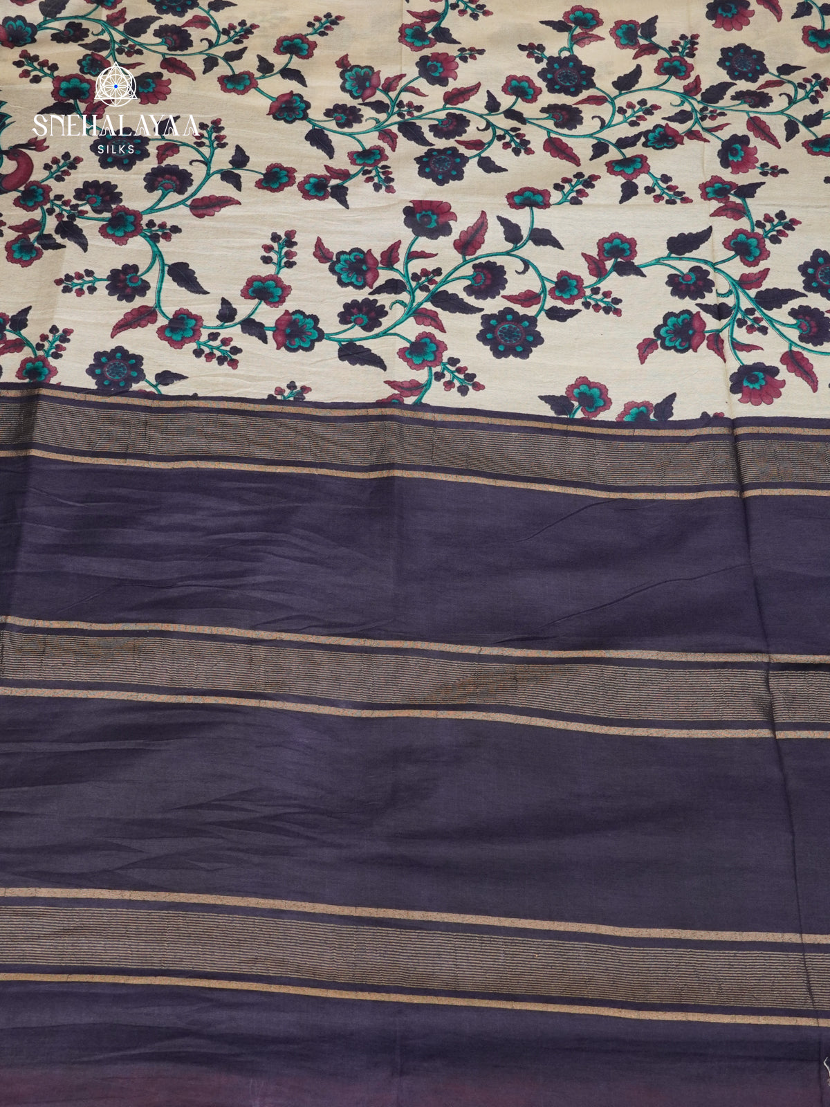 Off White Bamboo Silk Saree