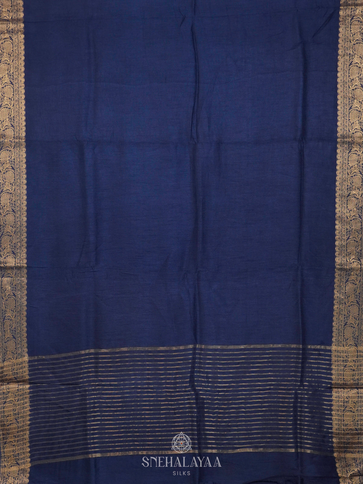 Navy Blue Banaras Silk Saree