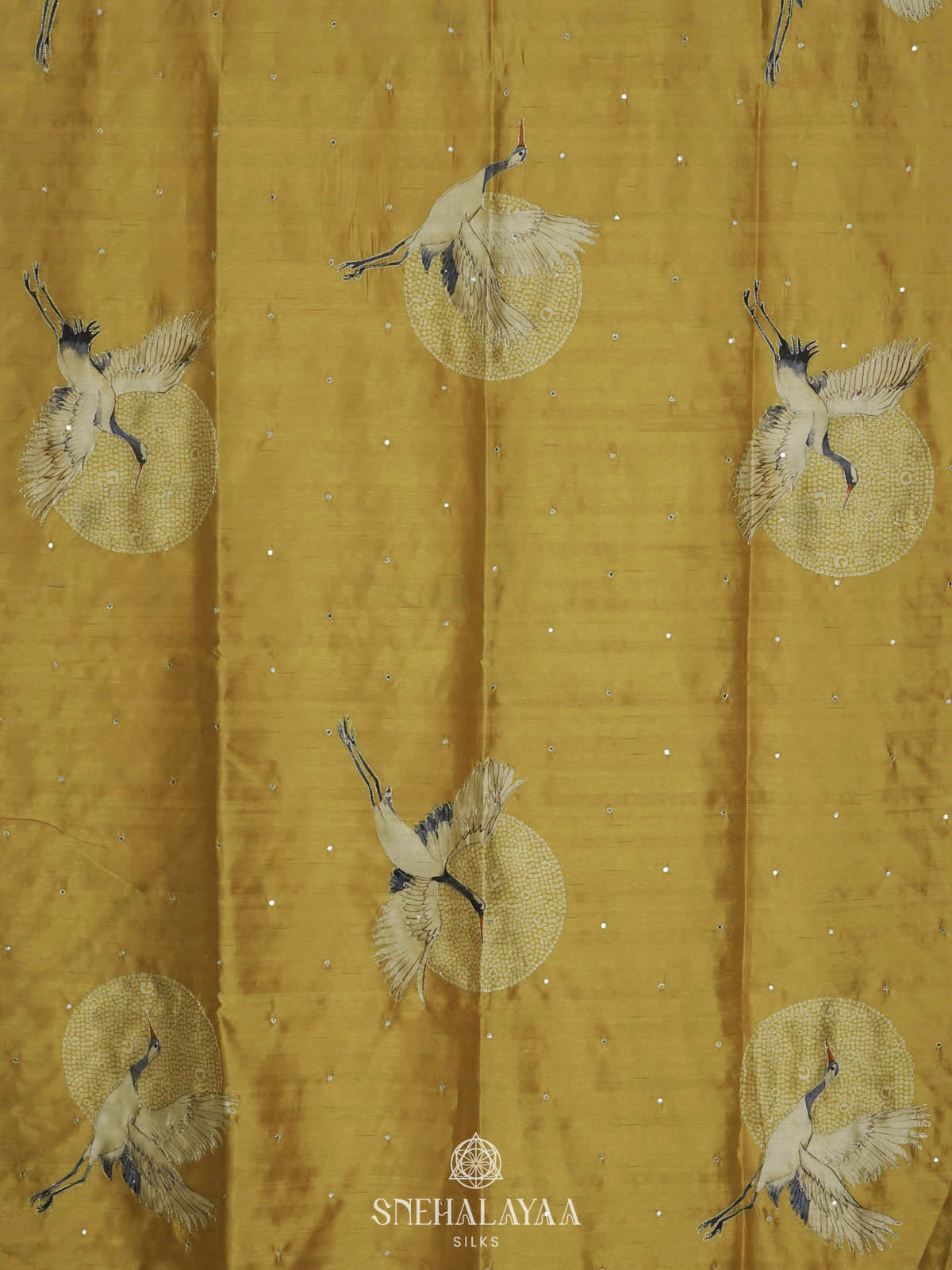 Yellow Raw Silk Embroidery Saree