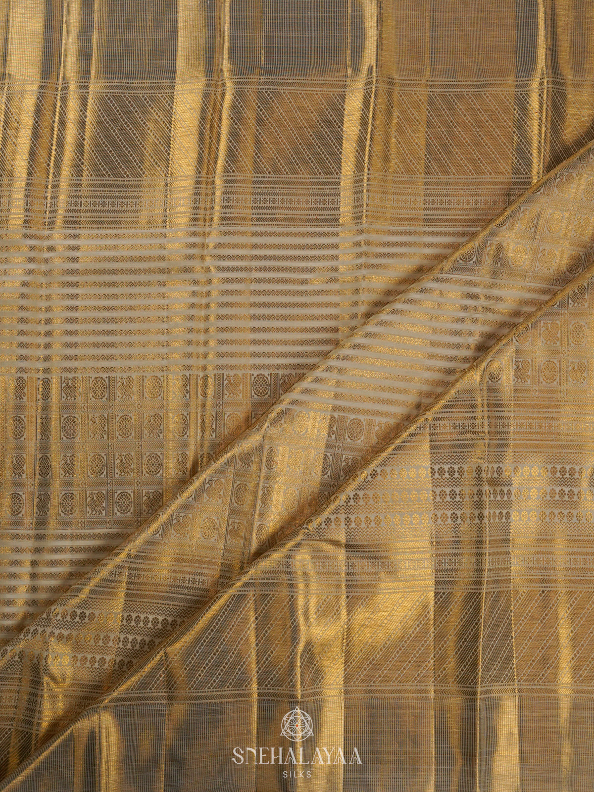 Cream Kanjivaram Silk Saree